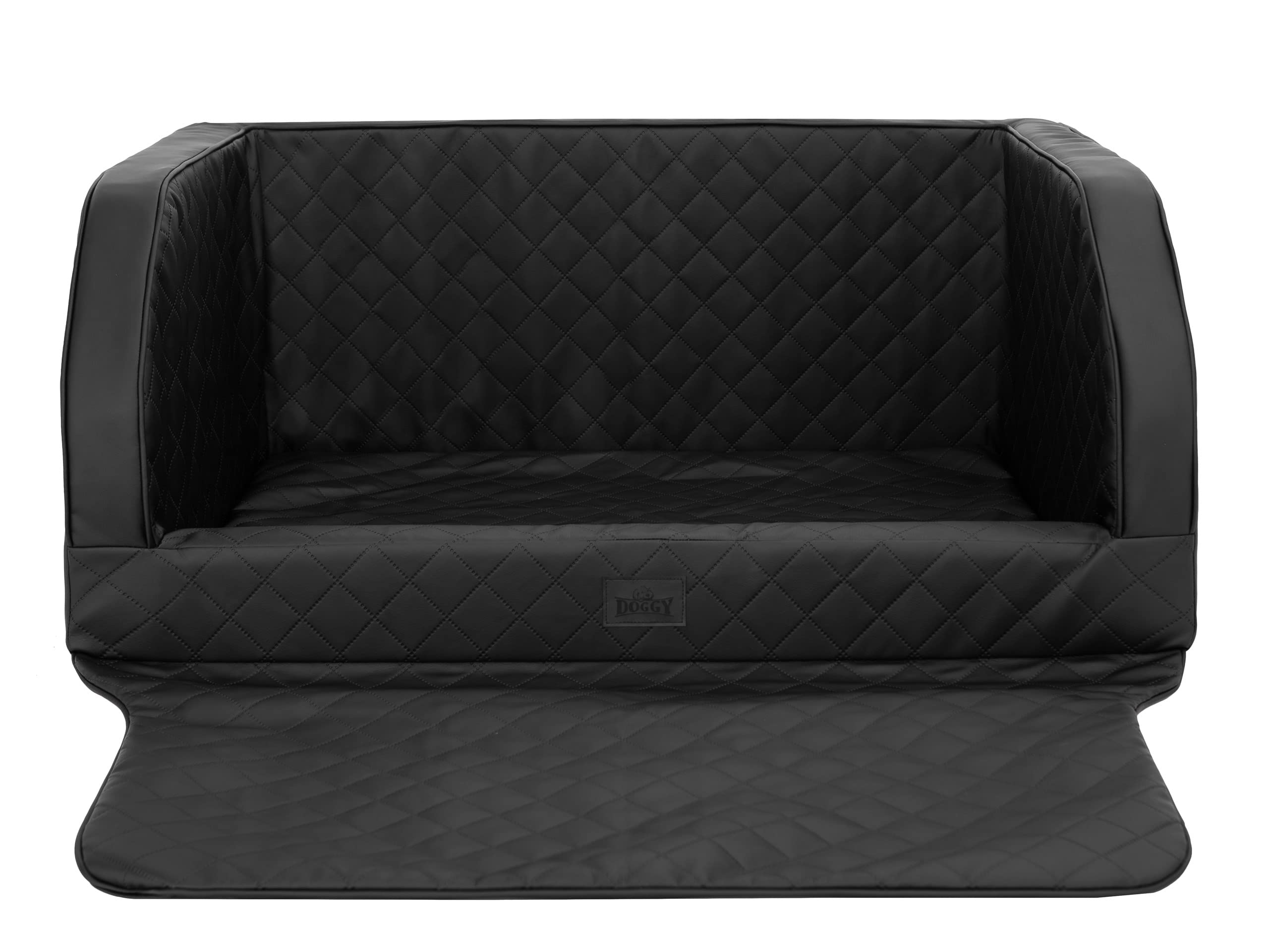 Hundeautositz, Hundebox, Hundebett, Transportboxen, Rückbank, Hundedecke, Kofferraum, für große und mittelgroße Hunde, Schwarz Kunstleder, (100x80x39 cm)