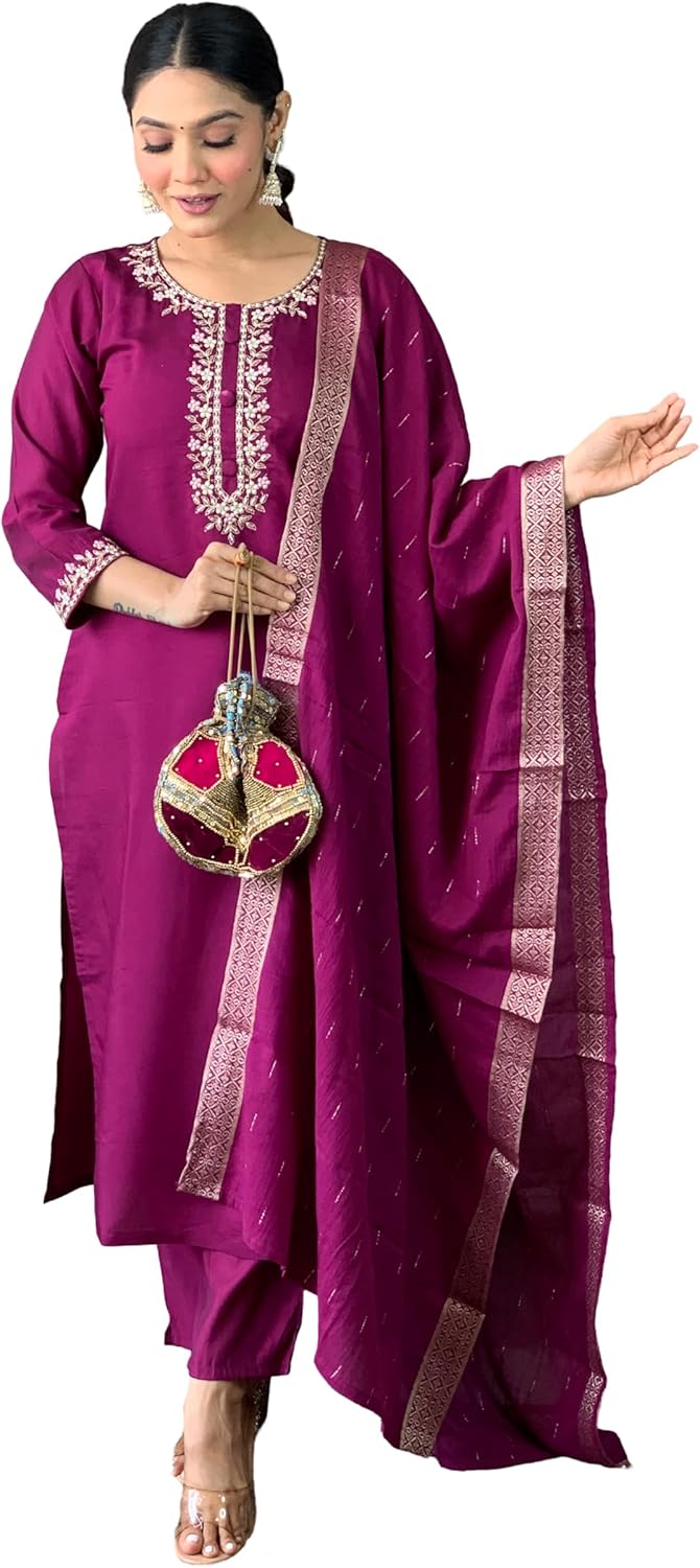 Partywear wedding Function wear Anarkali Dress, Alia cut kurti pant and Dupatta 3pc set for women