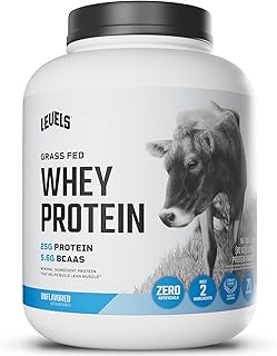 Levels Grass Fed Whey Protein Powder, No Artificials, 25G of Protein, Un...