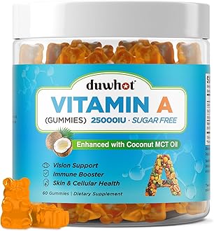 Vitamin A Gummies, 25000IU Vitamin A Supplement from Retinyl Palmitate & Fish Liver Oil, with Coconut Oil for High Absorption, Vision, Skin & Immune Health, Sugar-Free, Non-GMO, 60 Servings