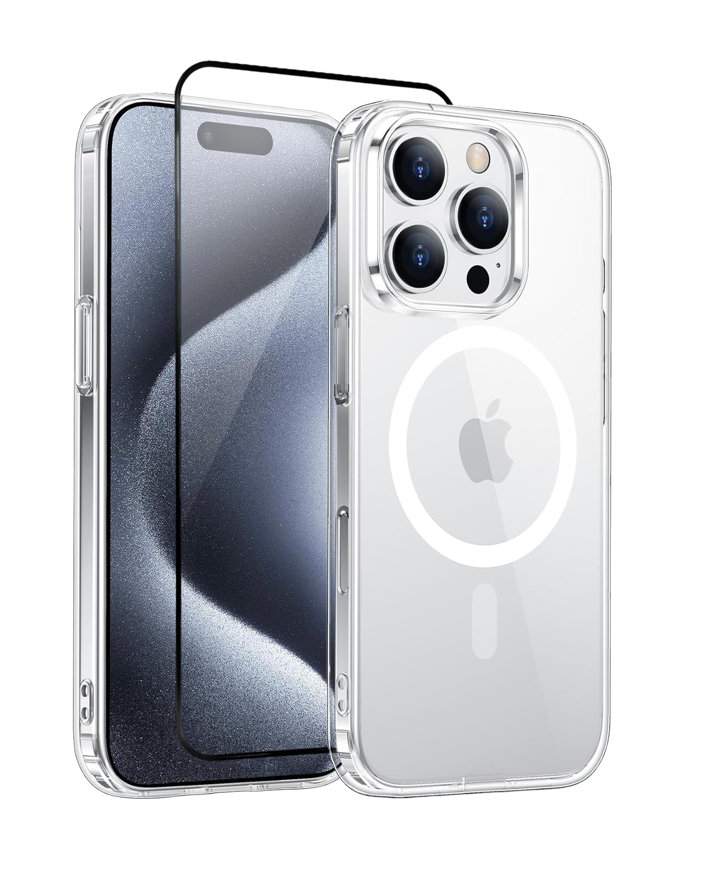 ShieldTech® Back Cover Case + Screen Protector for Apple iPhone 14 Pro | Mag-Safe Compatible | Transparent Mobile Phone Back Cover Case for i Phone 14 Pro/iPhone 14 Pro | TPU Transparent Back Cover