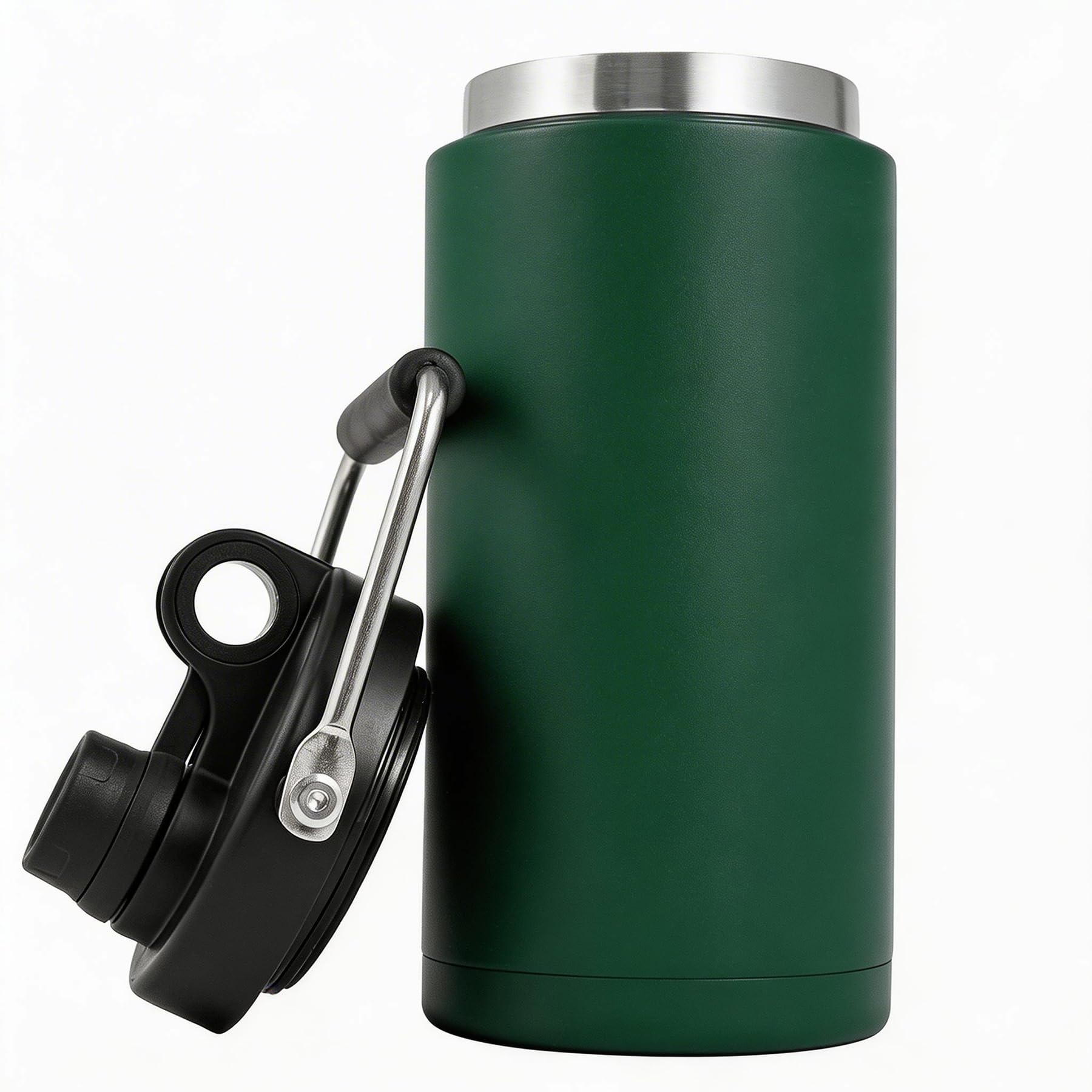 Kerilyn Insulated Half Gallon Jug with Handle, 64oz Stainless Steel, Large Double Vacuum Water Bottle for Hot & Cold Drinks, Wide Mouth, Sweat Proof, Great for Travel, Camping, Green