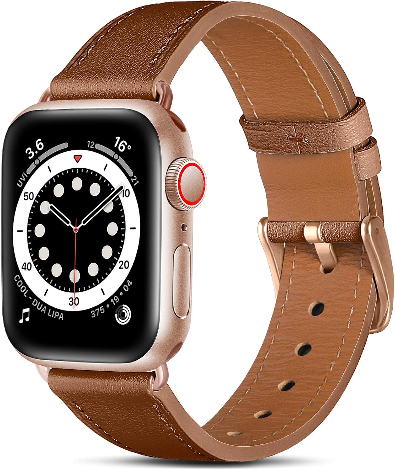 Easuny Leather Band Compatible with Apple Watch Bands SE 44mm 42mm 40mm 38mm iWatch Series 6 5 4 3 2 1, Classical Soft Genuine Leather Strap Wristband Replacement Accessories for Women Men
