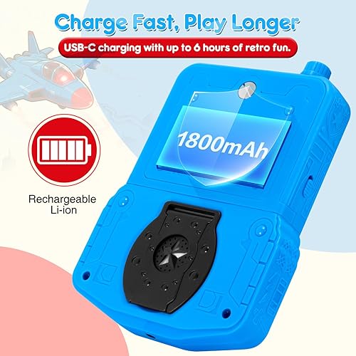 Miniatura 5 de Reproductor de juegos portátil recargable para niños, cuenta con 220 juegos retro, pantalla HD IPS de 3.5 pulgadas (brillo ajustable), soporte