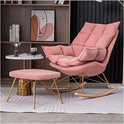 WIGSELBL Cómoda mecedora con silla mecedora otomana de ocio para guardería, silla auxiliar perezosa, silla de acento sin brazos, sofá individual