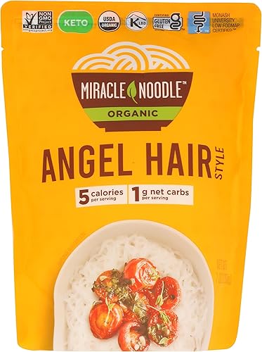 MIRACLE NOODLE Fideos orgánicos de pelo de ángel a base de plantas, 7 onzas