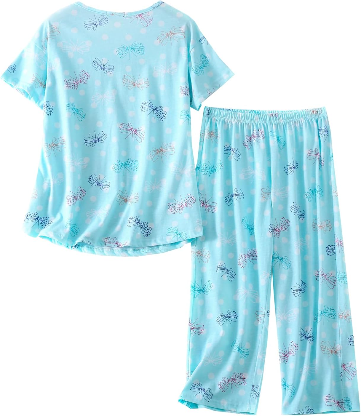 HOWINCO Women Valentine's Plus Size Pajama Set Cute Heart Tops with Capri Pants Pjs Fun Sleepwear Set - Image 2