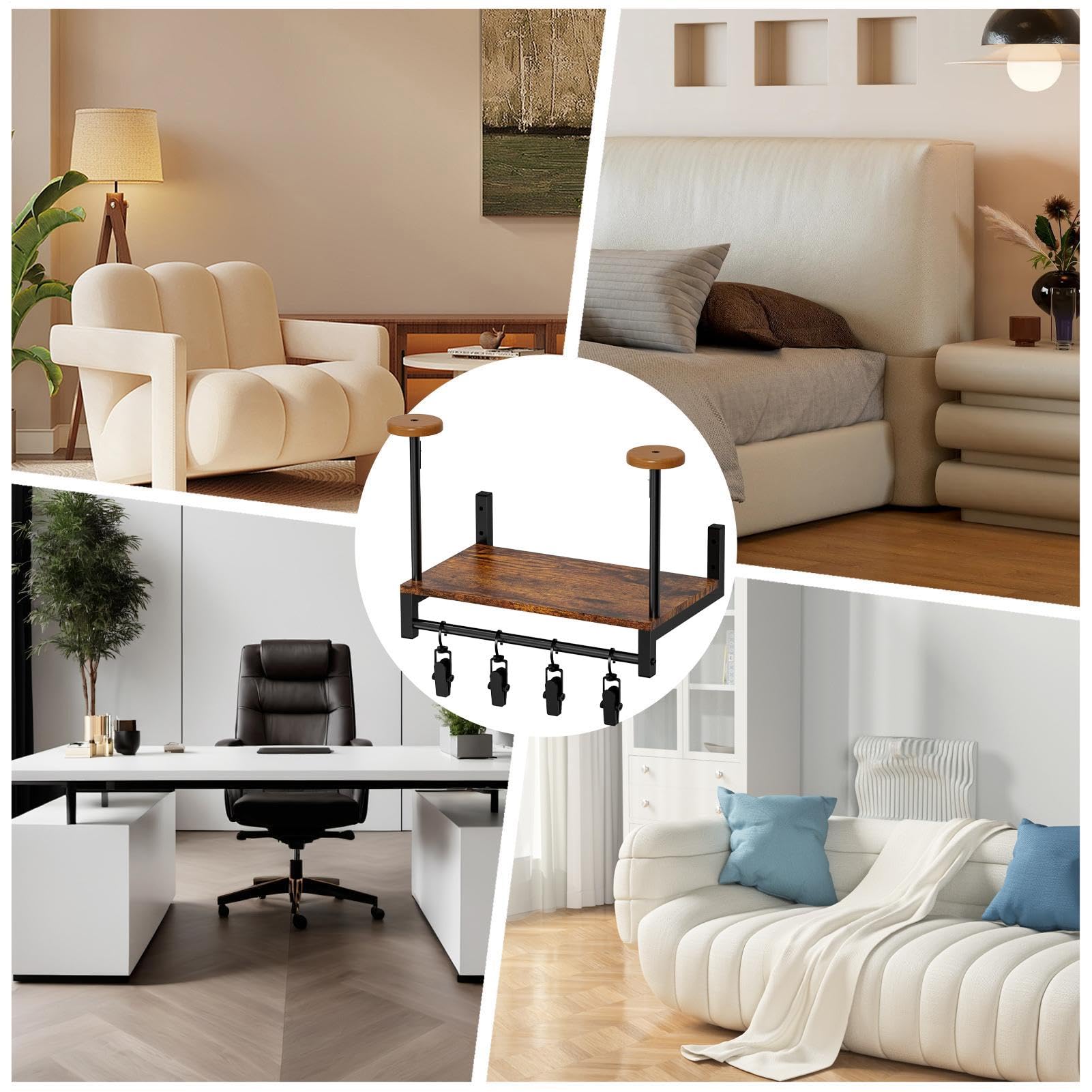 Soporte de pared para sombreros de motocicleta, soporte de pared de madera para casco, organizador de sombreros, percha de seguridad, soporte para sombreros con clip, soporte de exhibición para