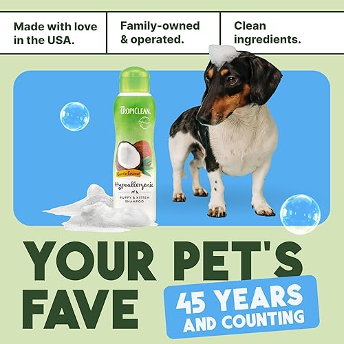 Miniatura 8 de TropiClean Champú suave para cachorros, champú para perros para alergias y piel sensible, fabricado en Estados Unidos, suave aroma a coco, seguro