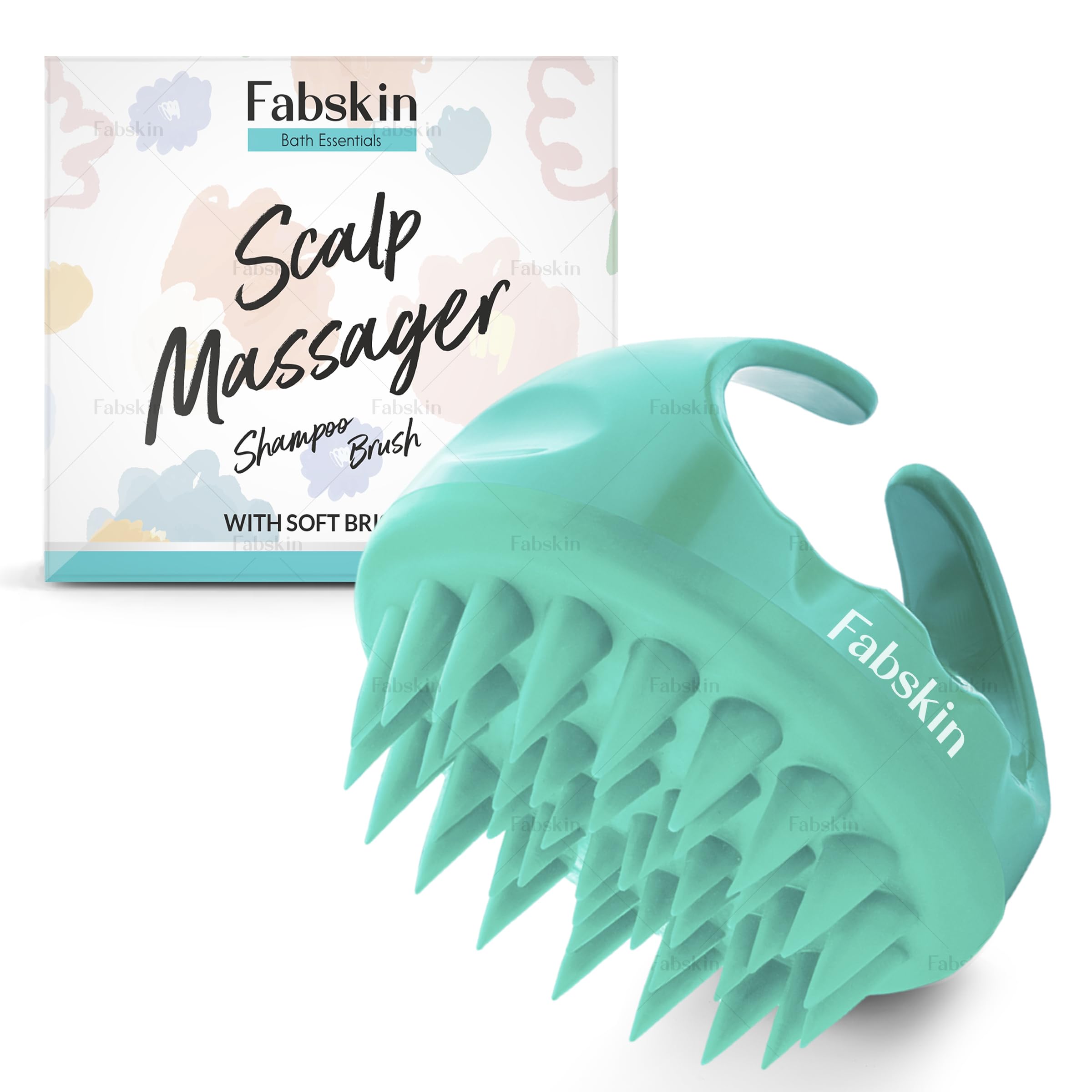FABSKIN Hair Scalp Massager Shampoo Brush with Soft Silicone Bristles I Anti Dandruff, Exfoliating with Scalp Care (Aqua Green)-image-32
