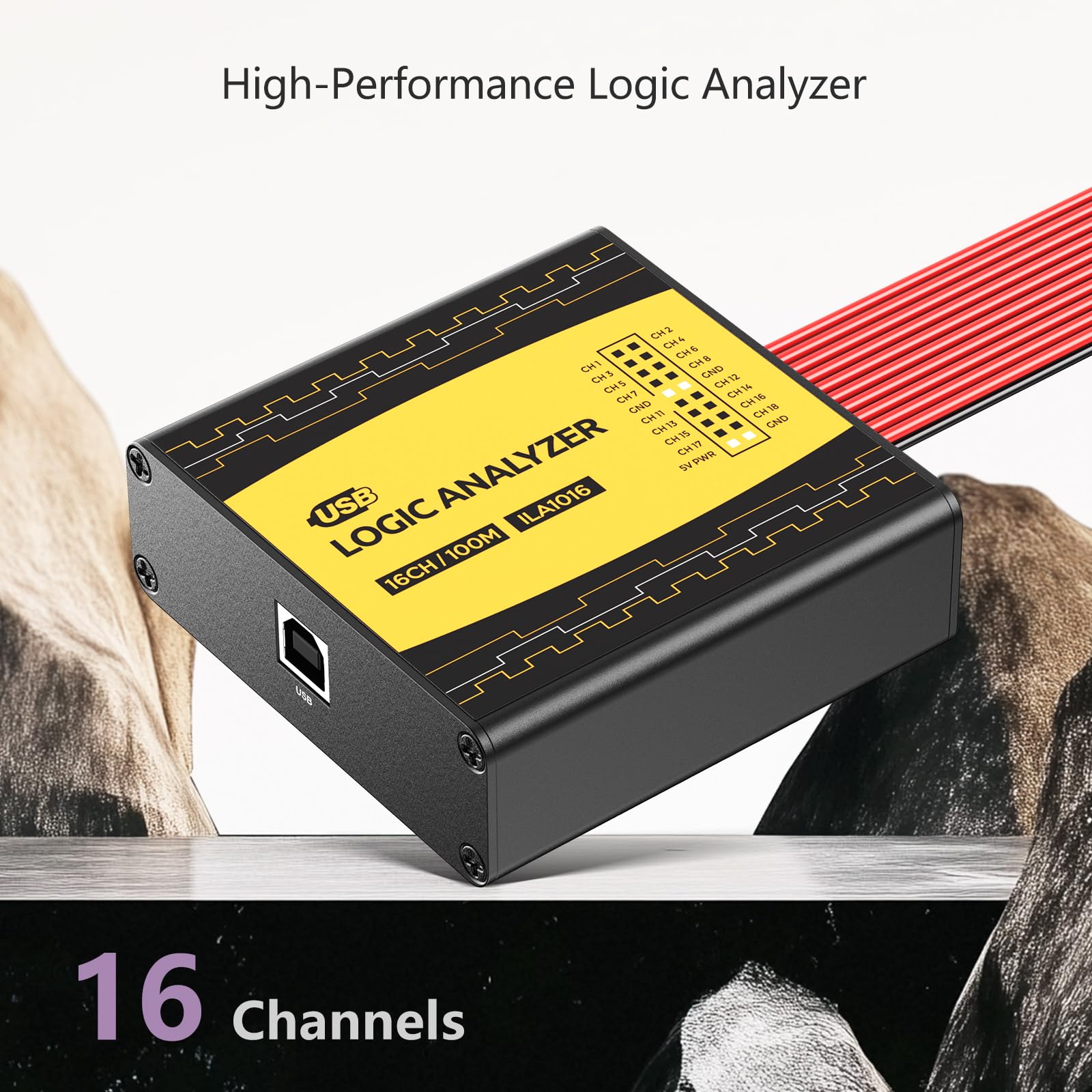 innomaker ULA1016 - Analizador lógico USB completo de 16 canales de frecuencia de muestreo de 100 MHz viene con software de código abierto pulseView que soporta Windows Linux Mac OS