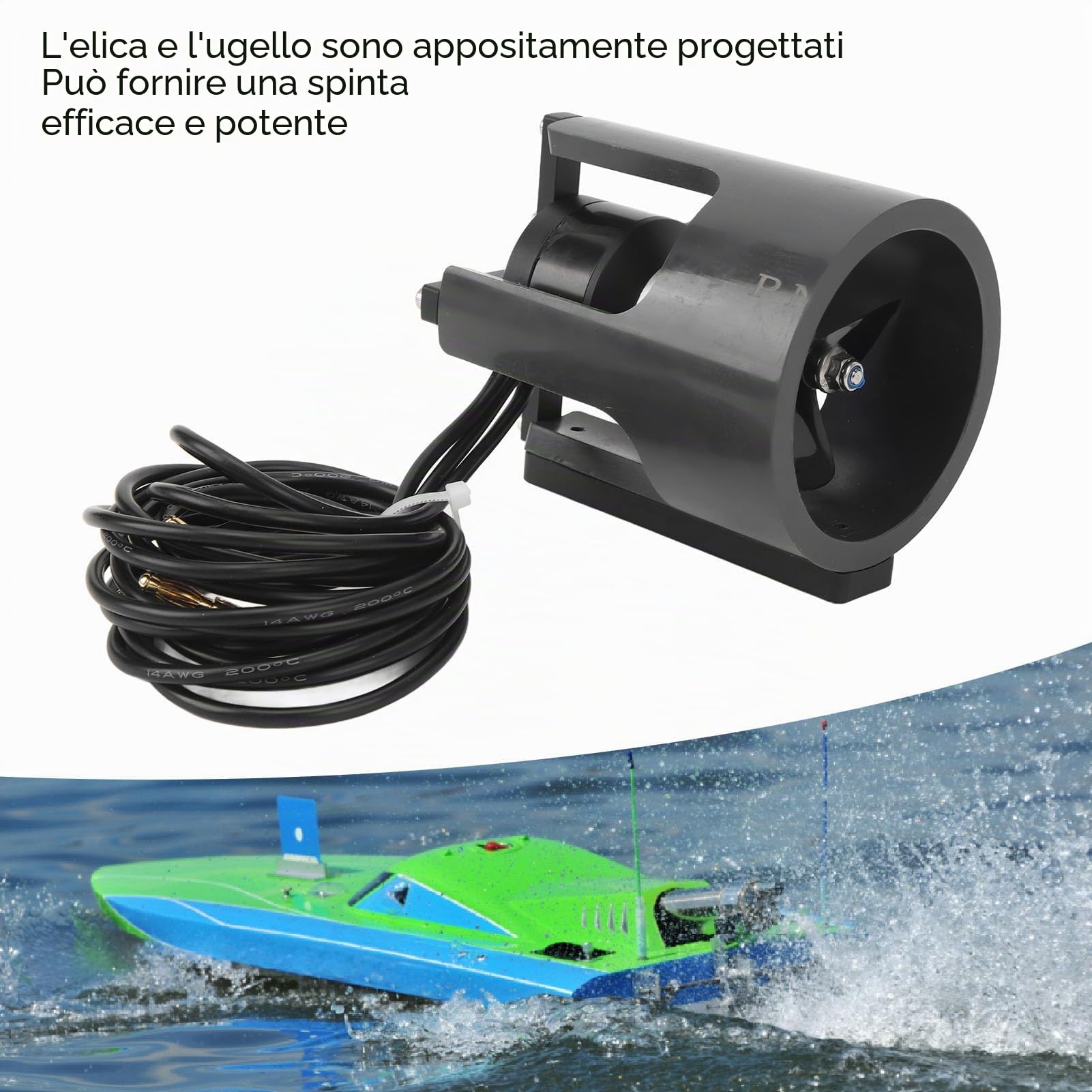 Propulsore Sottomarino KYO 4T PRO, da 12 a 25,2 V Alte Prestazioni Propulsore Subacqueo con Motore Brushless Impermeabile, Kit Motore Kayak per Barca da Pesca RC (CW)