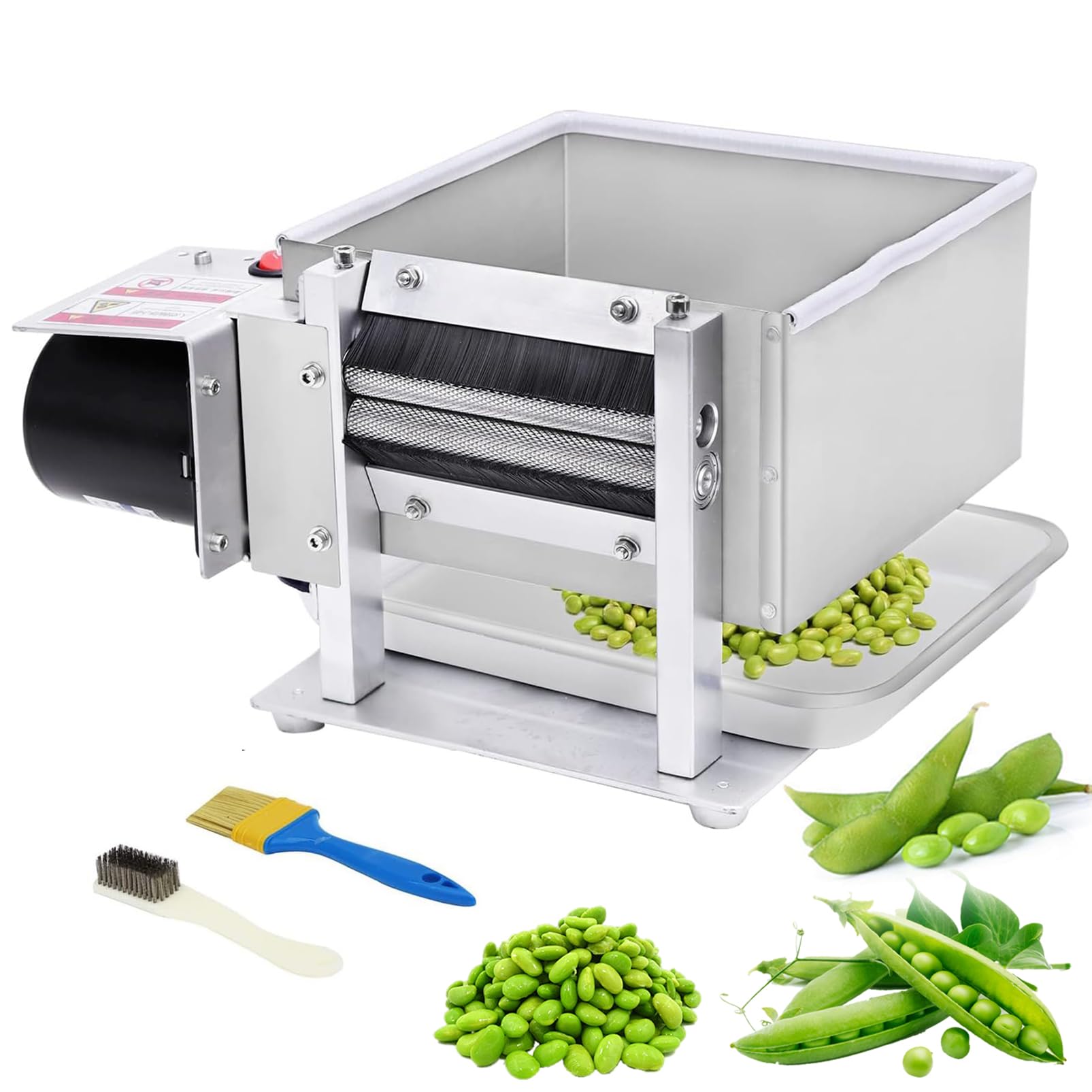 Commercial Pea Shelling Machine, Fully Automatic Bean Peeling Machine, 80 Or 120r/min, Adjustable Roller Distance, Shelling Efficiency 20-50 Kg/h, Electric Bean Soy Peeling Tools for Peas/Soy 80r/min