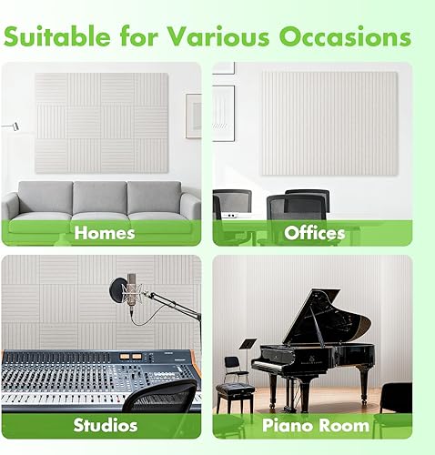 Miniatura 9 de Paquete de 12 paneles acústicos, paneles de pared autoadhesivos más gruesos de 0.47 pulgadas, paneles de pared a prueba de sonido de alta densidad