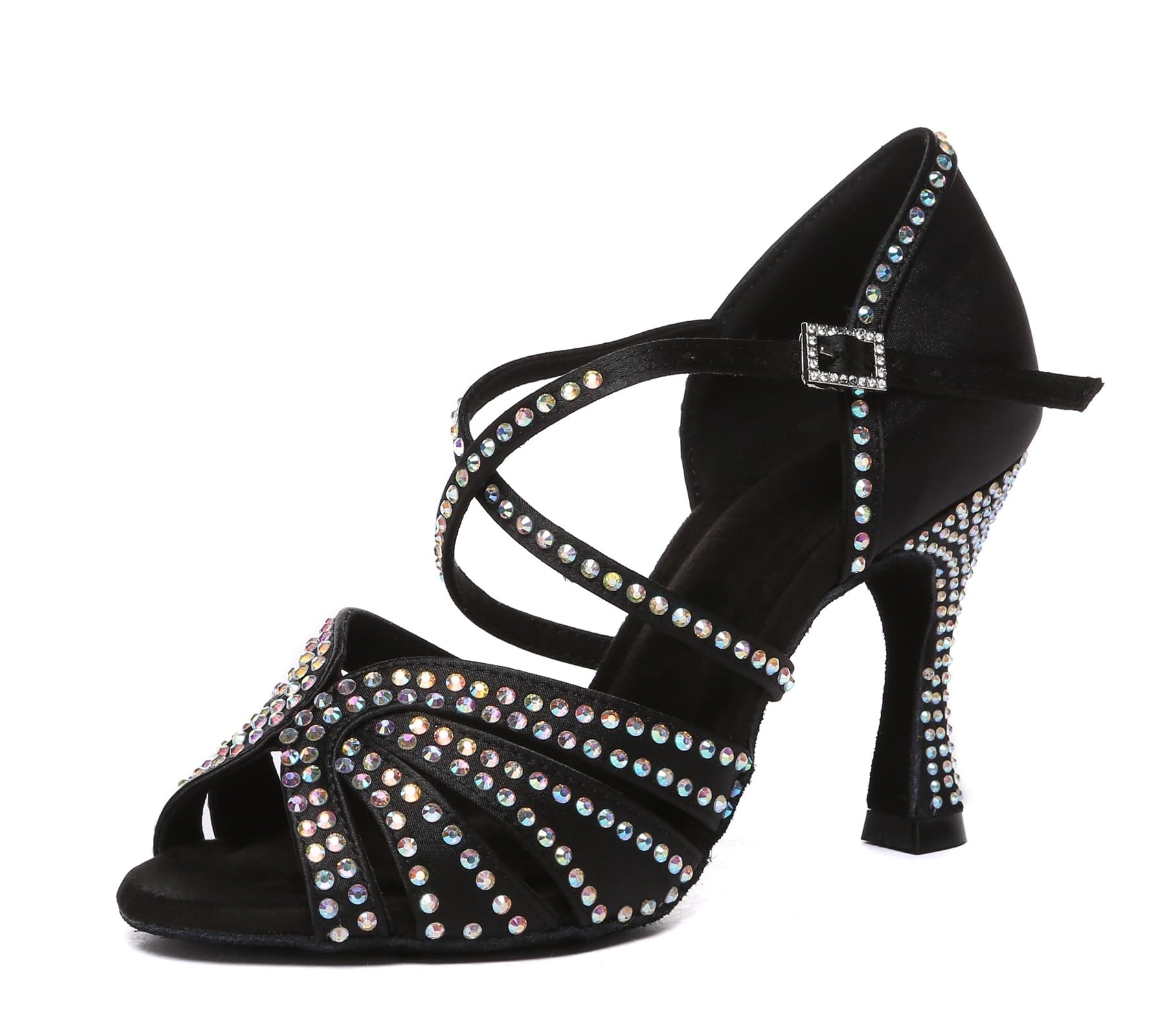 Damen Latein Tanzschuhe mit Strass Fesselriemen Hochzeit Formal Sandalen Schuhe