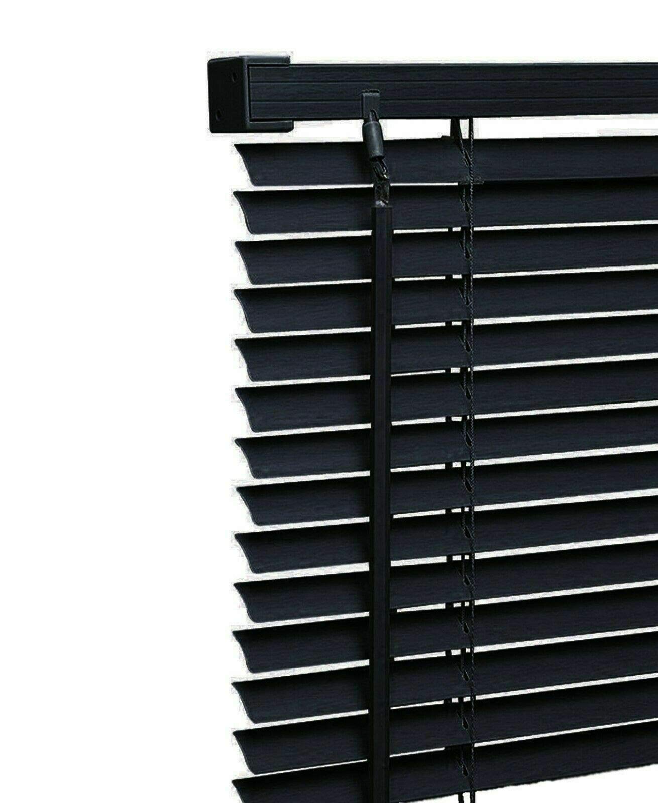 STL Black PVC Venetian Blind Easy Fit Window Blinds (150 x 150 cm)