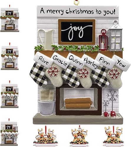 Adornos de Navidad personalizados 2023, repisa de chimenea, familia de 23456 nombres de miembros de la familia Joy para decoraciones de árbol de