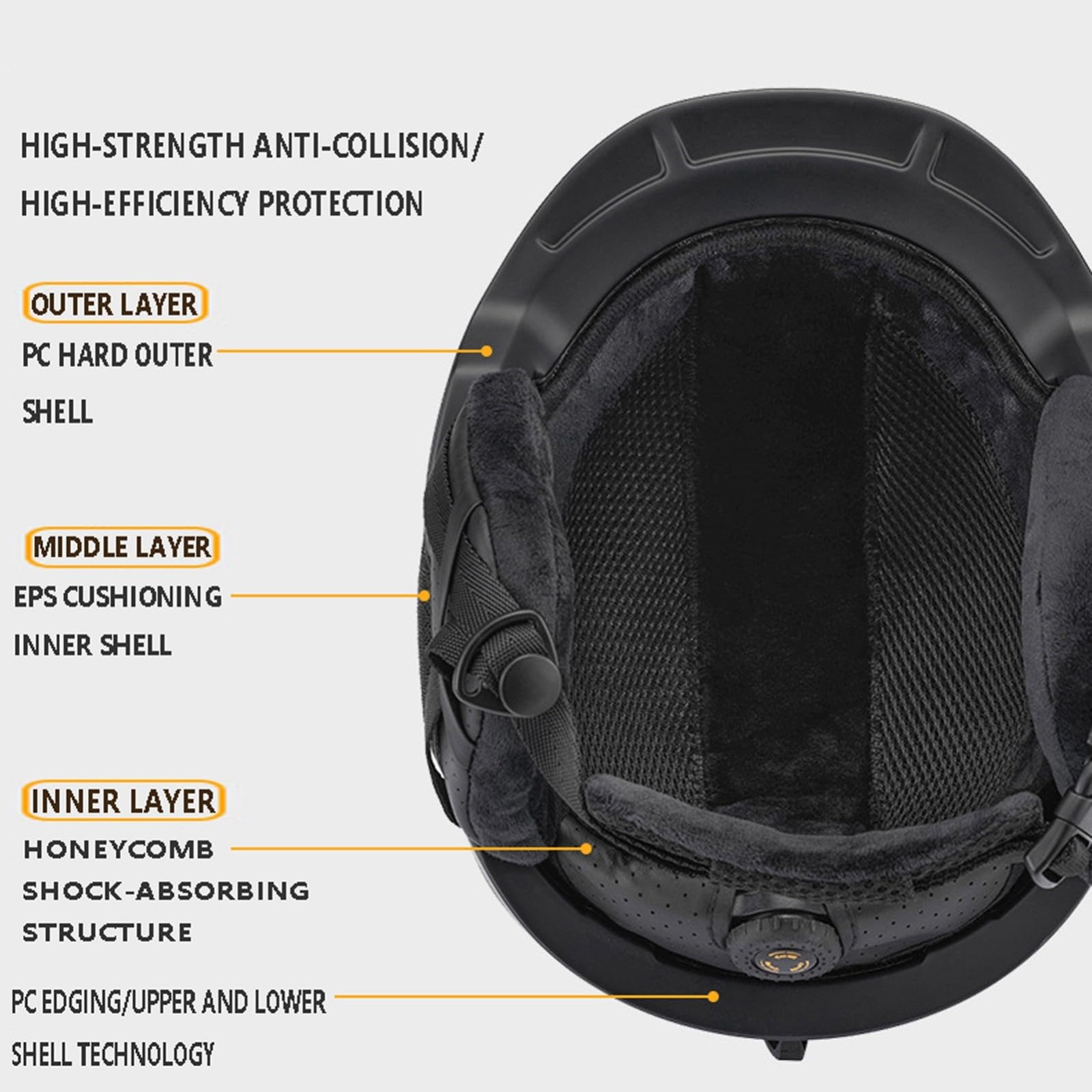 Casco de Snowboard para Hombres/Mujeres, Casco de Esquí con Orejeras Desmontables, Desmontable, Integrado Gafas Protectoras 04,M