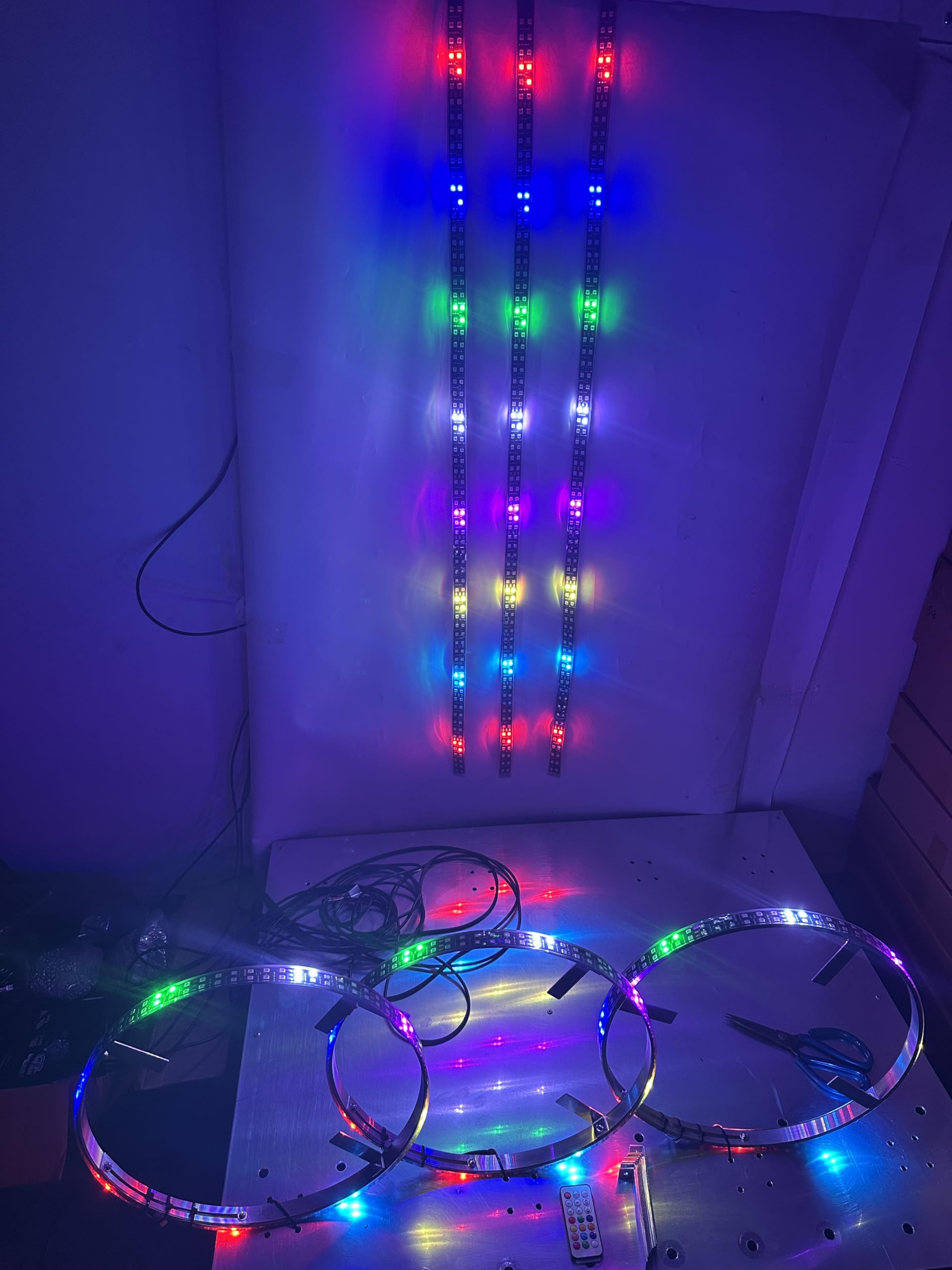 Sando Tech 15.5‘’ Double Row Dream Chase Color Flows Led Wheel Ring Light + 3PCS 4ft LED Underglow Strip Light 6Plugs Sync for Polaris Slingshot Wheel Well Shield