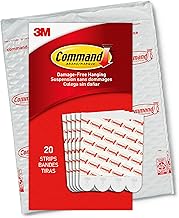 Command Large Refill Adhesive Strips, Damage Free Hanging Wall Adhesive Strips for Large Indoor Wall Hooks, No Tools Removable Adhesive Strips for Living Spaces, 20 White Command Strips