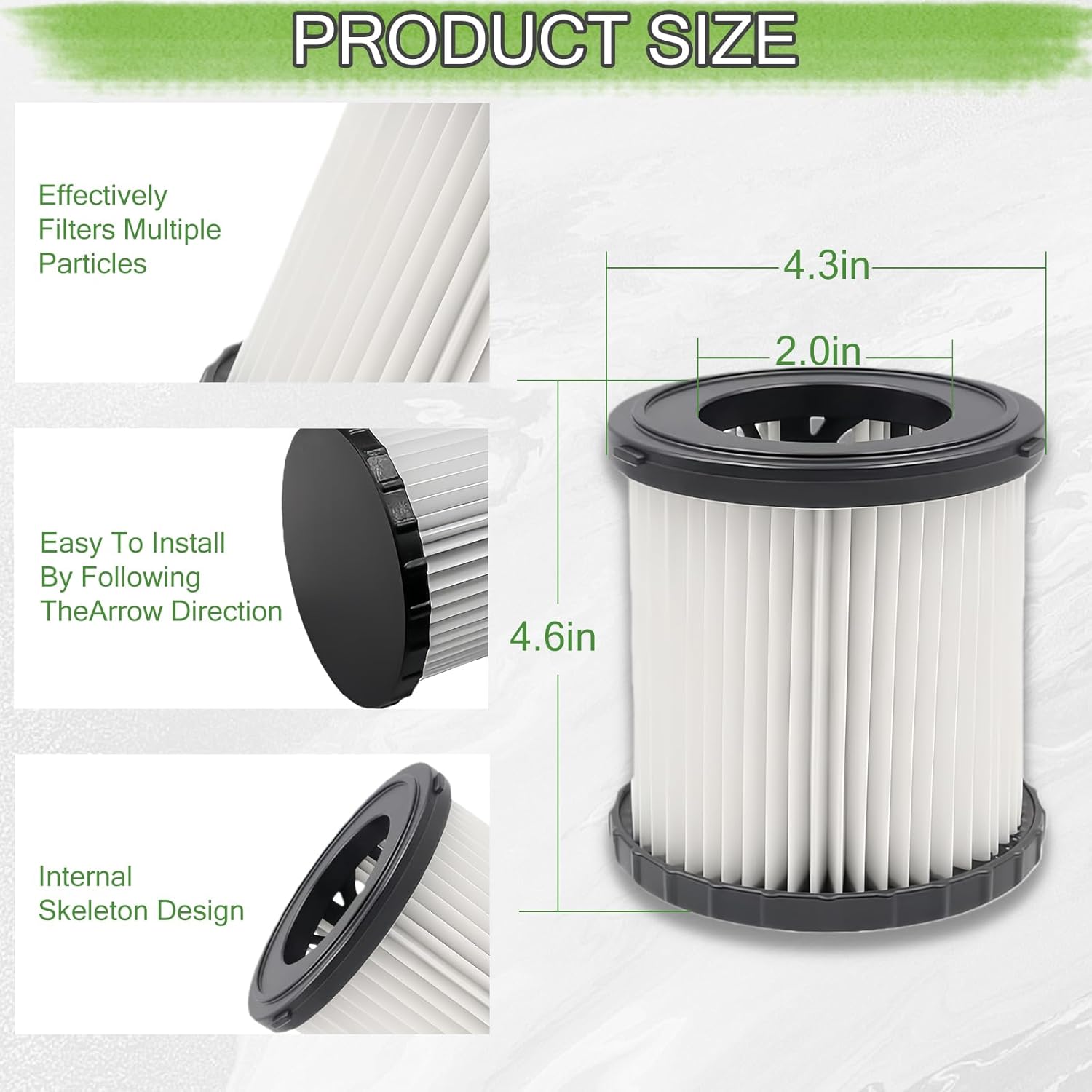 2 Pack DCV5801H Replacement Filter For DEWALT DCV580H, DCV581H 20V MAX Wet Dry Vacuum, with 4 Foam Sleeve Filters & 1 Brush, Washable and Reusable