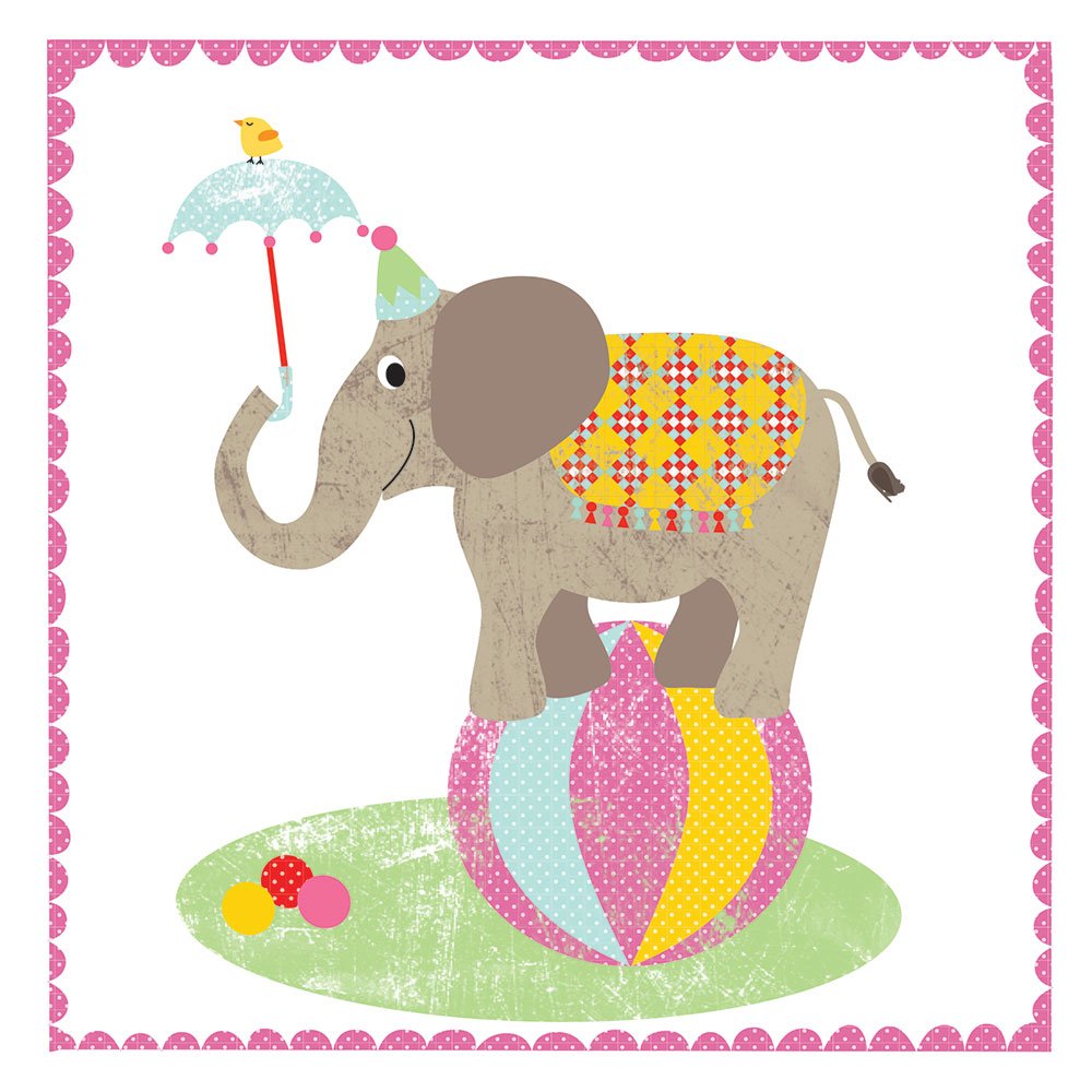 Greeting Card (BA1292) - Blank/Birthday - Decorative Elephant - Flittered Finish