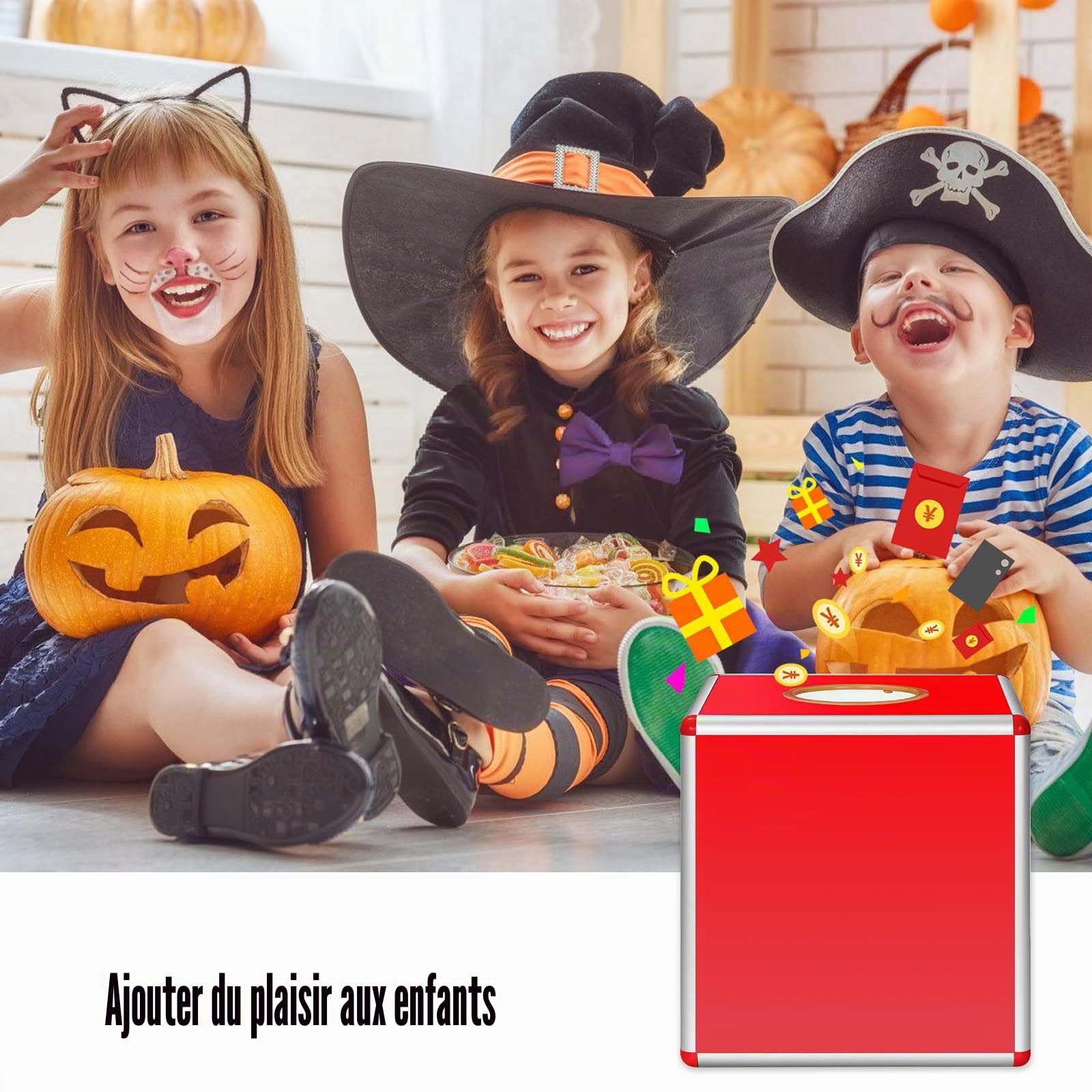 Boîte à tombola transparente de loterie, 25 cm, avec alliage d'aluminium, carrée, boîte de rangement pour collecte de fonds (rouge)