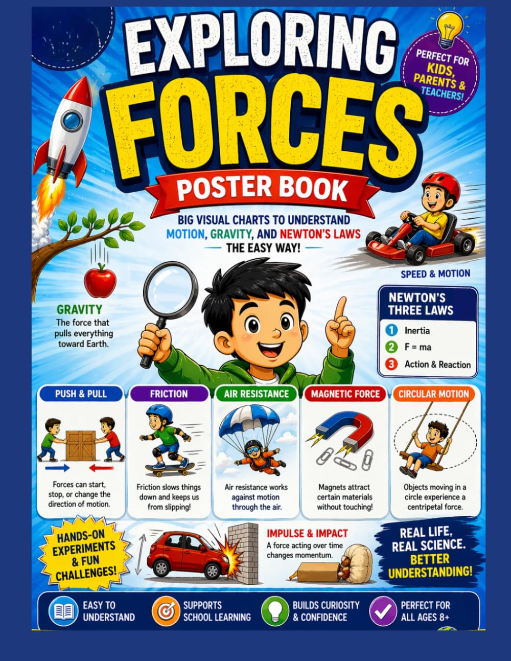 Exploring Forces Poster Book: Big Visual Charts to Understand Motion, Gravity, and Newton’s Laws the Easy Way