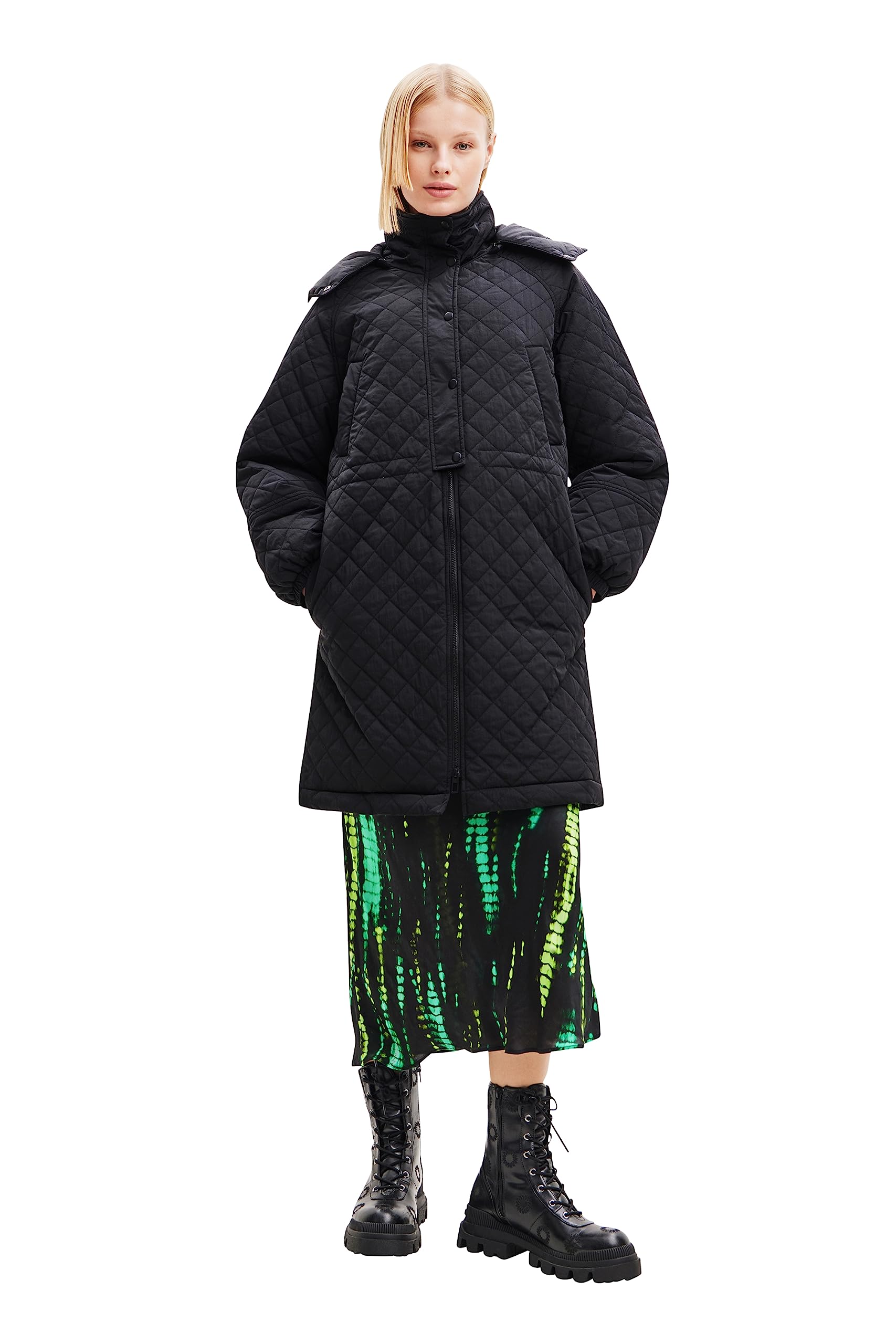 Desigual Padded Denmark Puff Sleeve Quilted Coat 23WWEW20
