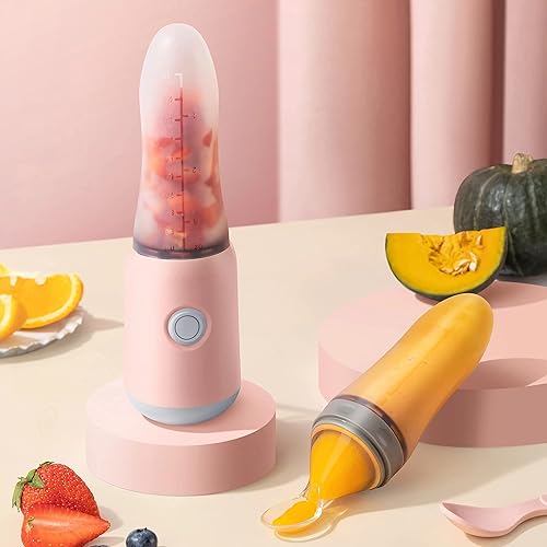 Miniatura 7 de Socila - Máquina portátil de alimentos para bebés con cuchara de silicona, procesador de alimentos para bebés, licuadora para la primera etapa de