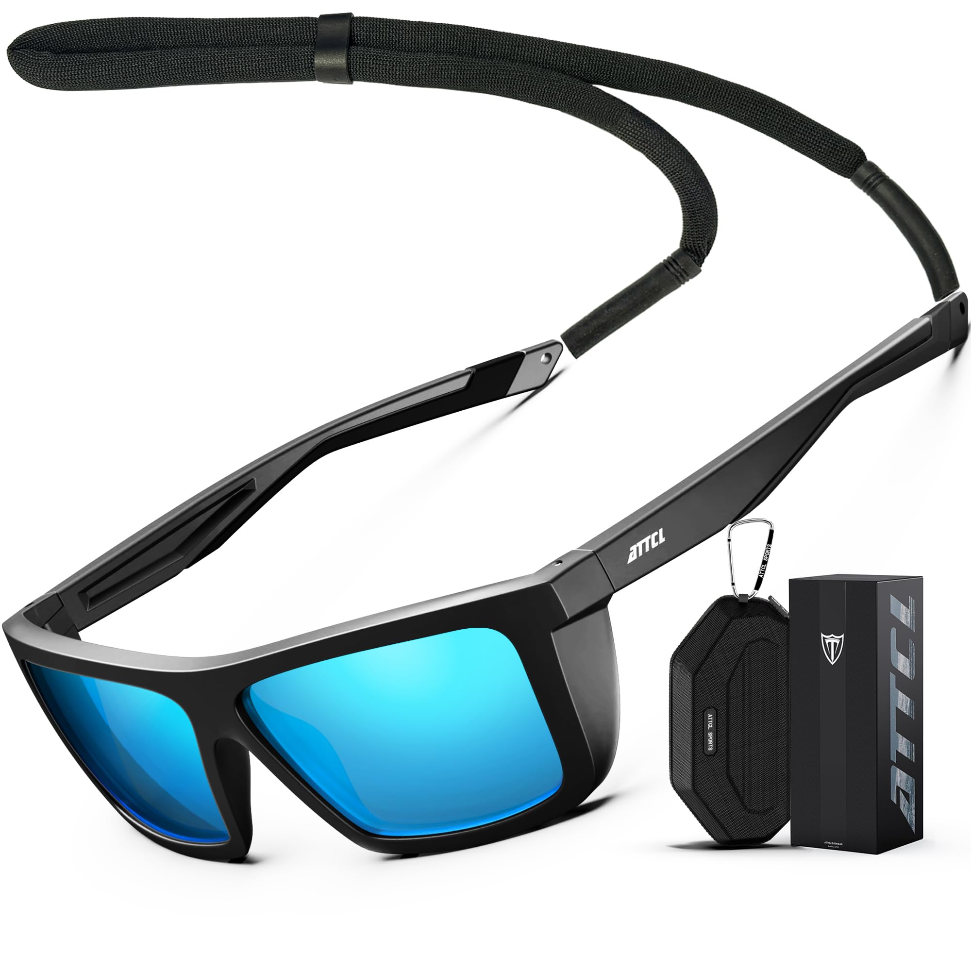 ATTCL Gafas de Sol Hombre Polarizadas: Protección UV400 Montura Ligera de TR90 Marco Cuadrado Sports Conducción Pescar Global Recycled Standard Global Recycled Standard Global Recycled Standard