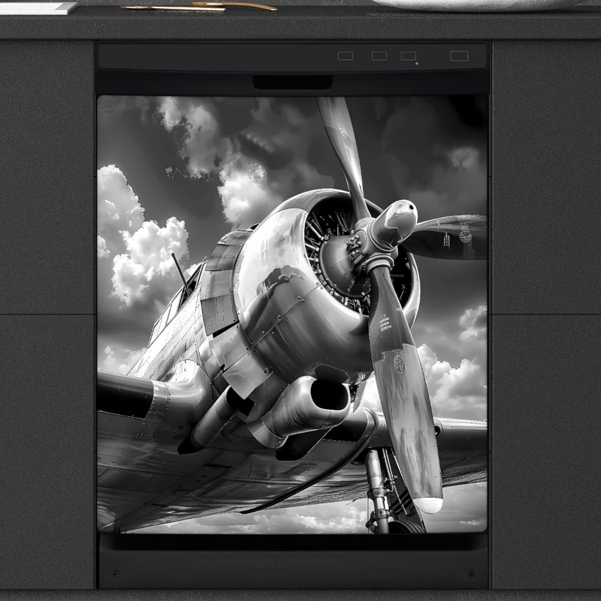 Dishwasher Magnet Cover Retro Aircraft Airplane Reusable Dishwasher Magnetic Cover Sticker Decorative Dish Washer Door Cover Panel for Home Kitcen Appliance