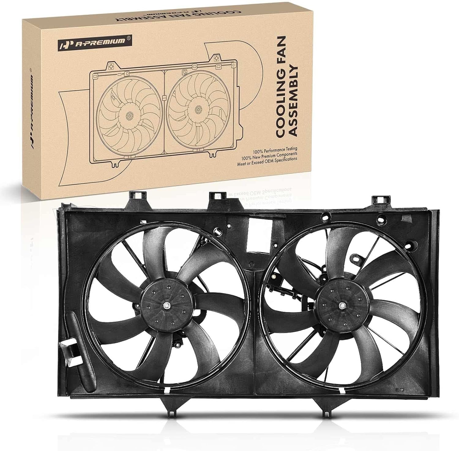 A-Premium Engine Radiator Cooling Fan Assembly Compatible with Select Toyota Models - Camry 2012-2017, Avalon 2013-2018 - Replace# 163610V310, 163630A150