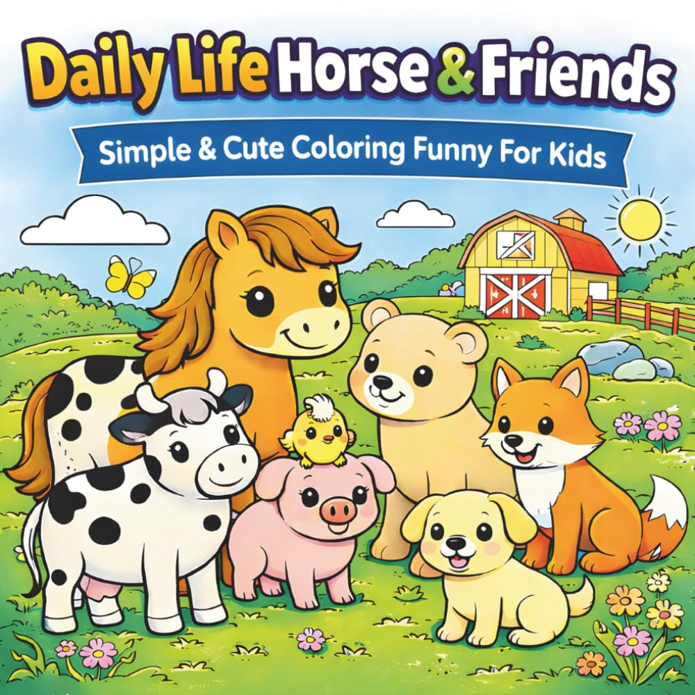 Daily Life Horse & Friends: Simple And Cute Coloring Funny For Kids