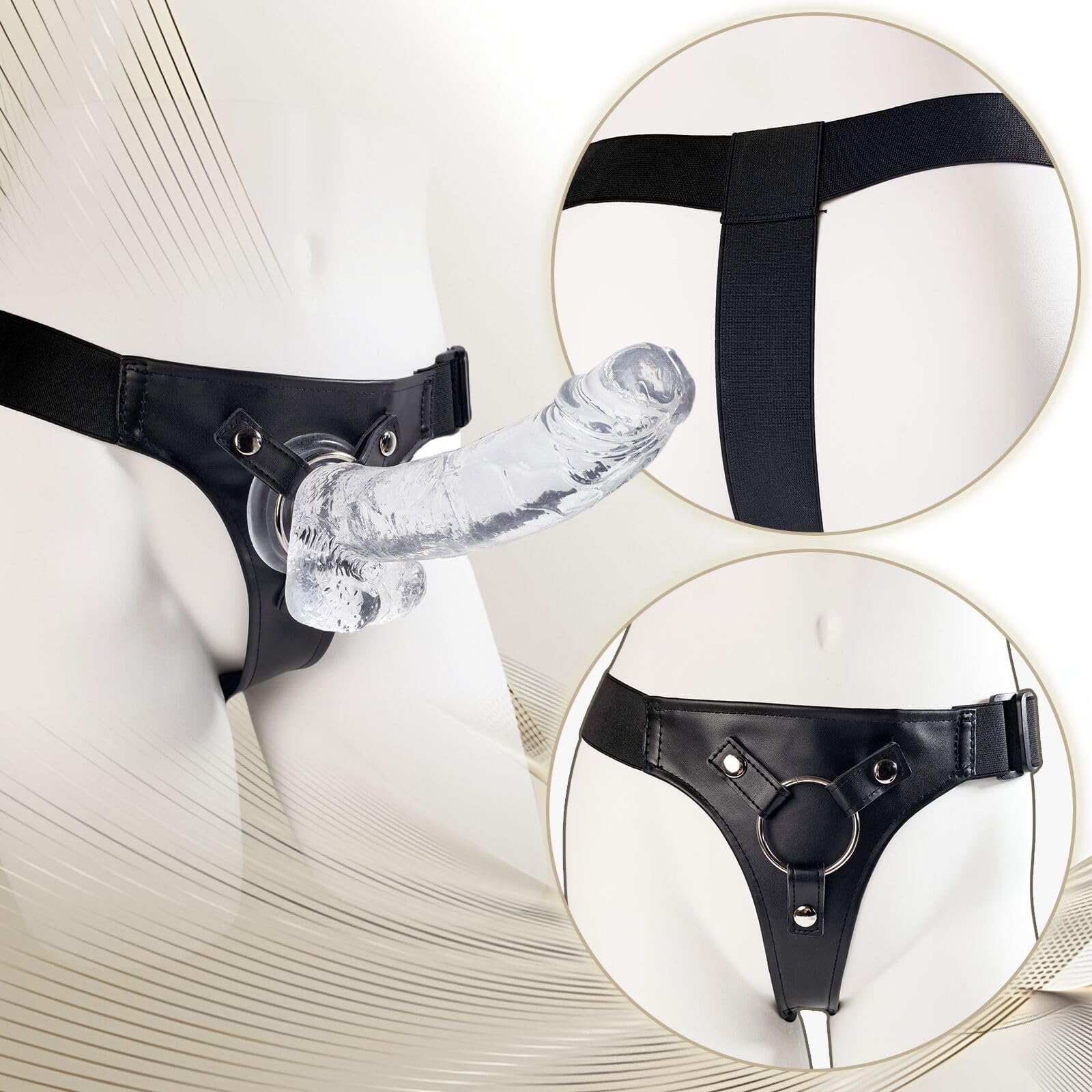 Strap On Dildo Imbracatura Strap-On per Coppie Uomo Donna Pene Realistico in Silicone Indossabile Plug Anale Giochi per Adulti Sesso Coppia SM Lesbiche Stimolazione del Punto G Bondage Sex Toy, M