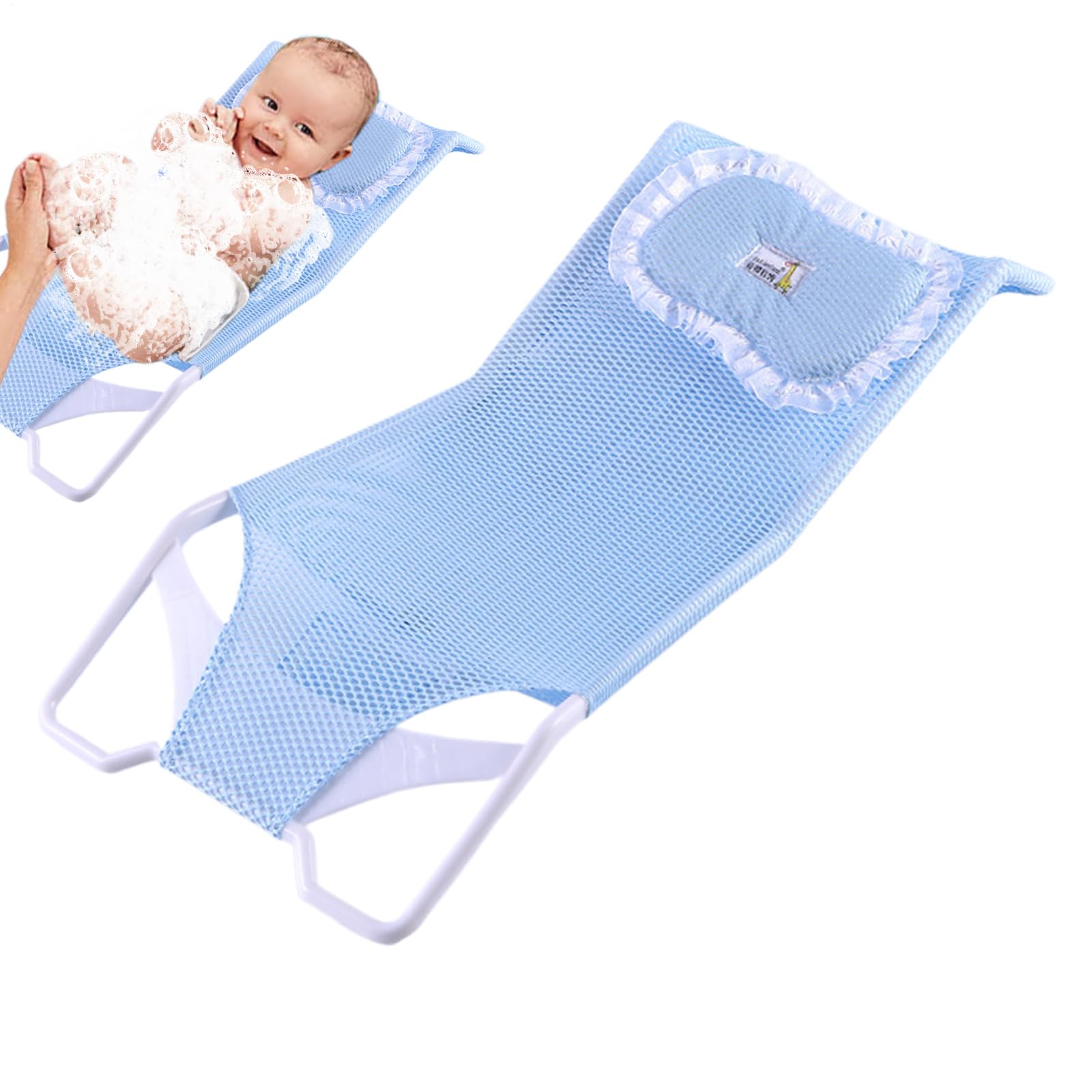 Baby Bath Support Net | 22.83x11.02 inches Cushioned Support Seat | Bathing Bracket | Bathing Pad | Non-Slip Mat for Shower Bathroom for Boys and Girls Aged 0-6 Months