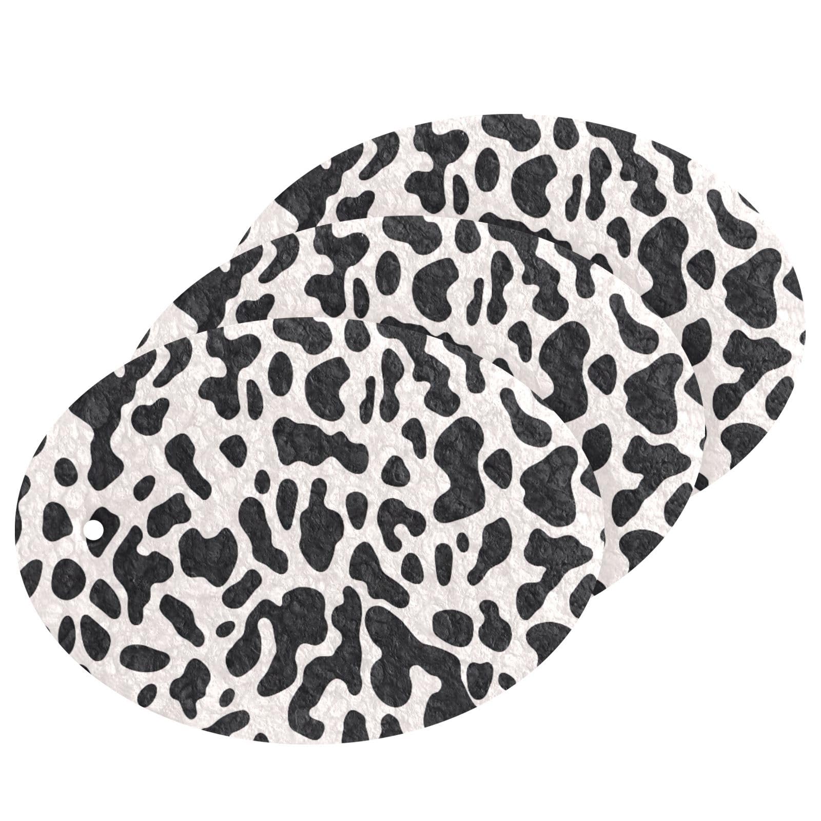 Jihqo 3PCS Scrub Sponges Cow Texture Pop-up Dish Sponge for Cleaning Kitchen Bathroom Household Non-Scratch Scrubber