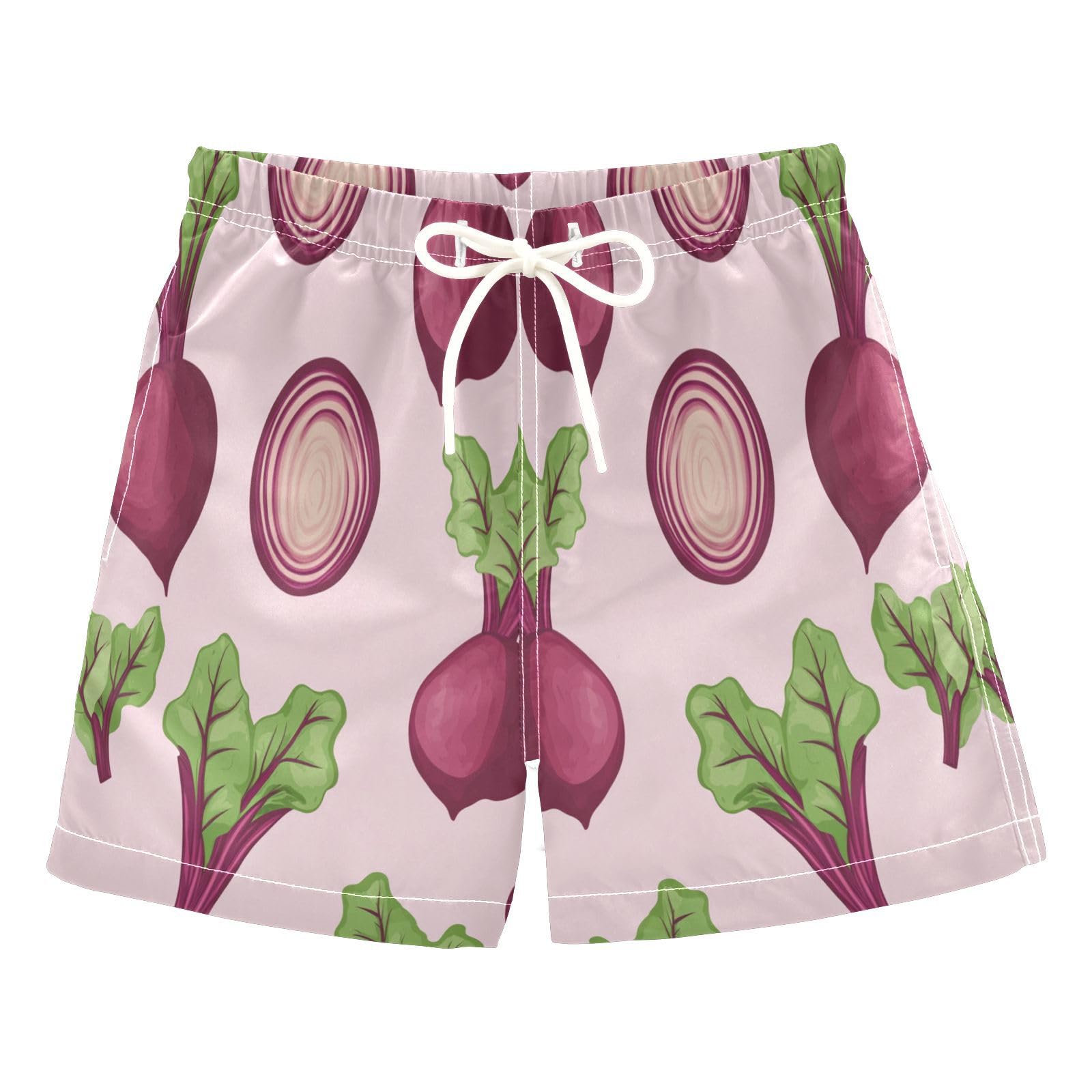 Jucciaco Boys Beach Board Shorts Beetroot Red Vegetable Quick Dry Swim Trunk Swimwear for Kids