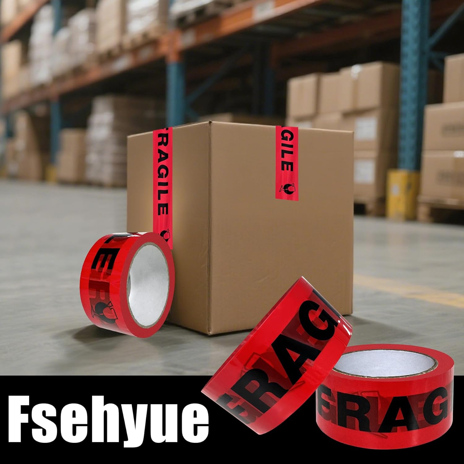 36 Rolls Fragile Tape Handle with Care Packing Printing 2 Inch x 330 Feet (110 Yards) Care Shipping Packing Tape Heavy Duty Suitable for Shipping and Moving Boxes (Black and red Fragile)