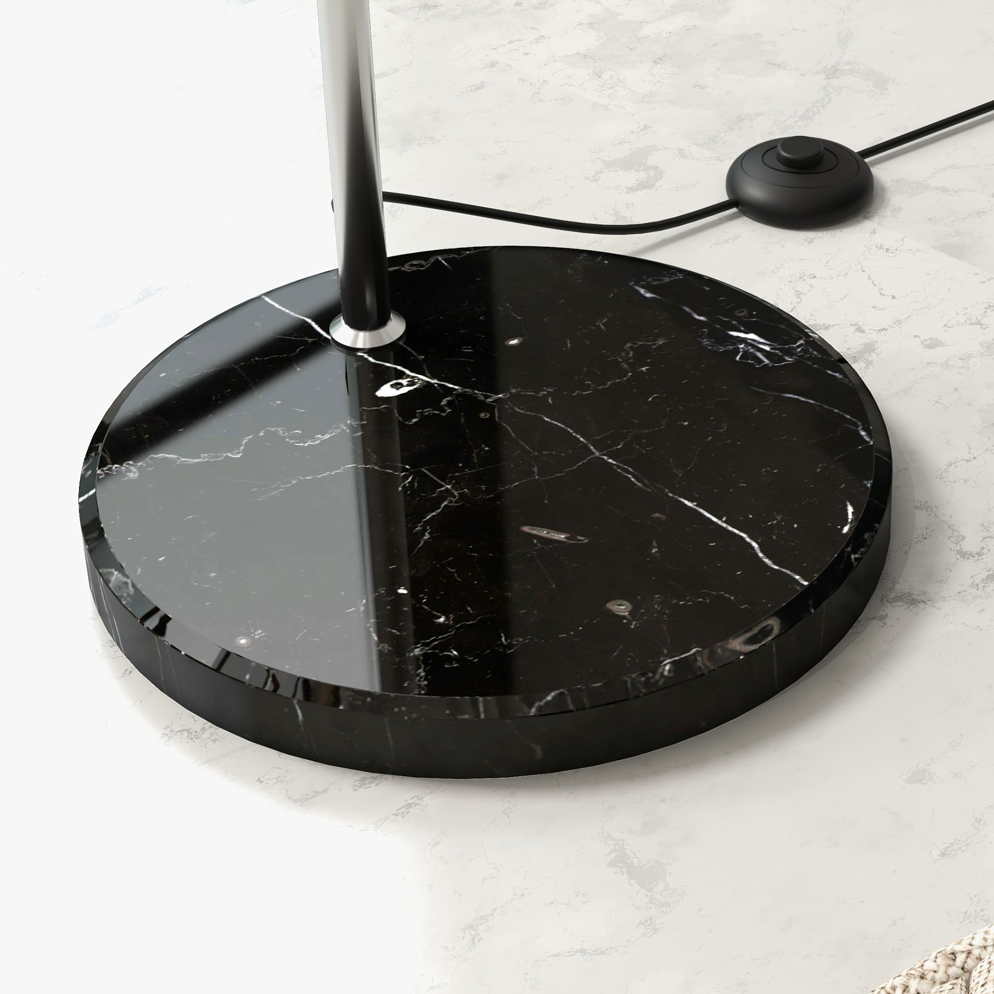 HOMCOM Lámpara de Pie Arco Moderna, Lámpara de Lectura de Pie 40 W para Bombilla E27 con Altura y Longitud Ajustable, Interruptor de Pie, para Salón, Dormitorio, Oficina, 110-115x35x170-180 cm, Plata
