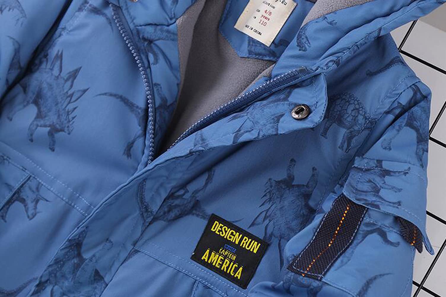 Doudoune Garçon Manteau Enfant garçon Veste Matelassée à Capuche et Imprimé Dinosaure pour Enfants 3-13 Ans