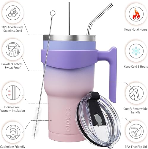 Miniatura 127 de BJPKPK 30 oz Tumbler With Handle And Straw Stainless Steel Insulated Tumbler Cups For Water Or Ice Coffee,Blood Moon