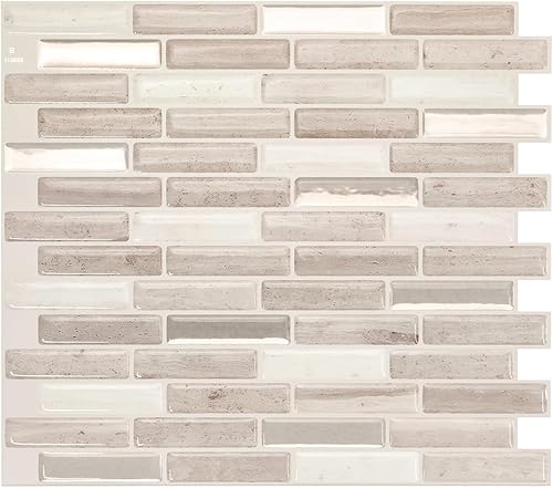 Miniatura 6 de SMART TILES Protector contra salpicaduras para despegar y pegar, 5 hojas de 9.13 x 10.2 pulgadas, adhesivo 3D para cocina, baño, azulejos de pared