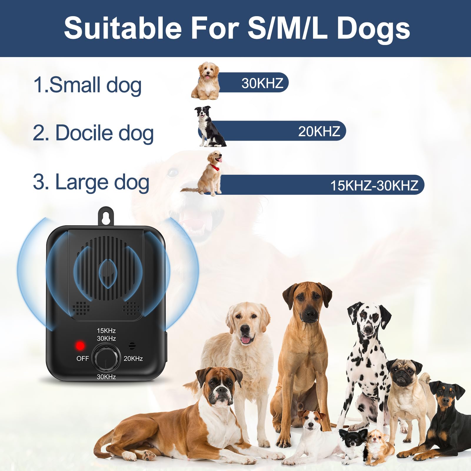 YEOWWW! Dispositivo antiladridos, dispositivos recargables de control de ladridos de perros, dispositivos disuasivos sónicos, dispositivo ultrasónico anti ladridos para perros con 3 modos, silenciador