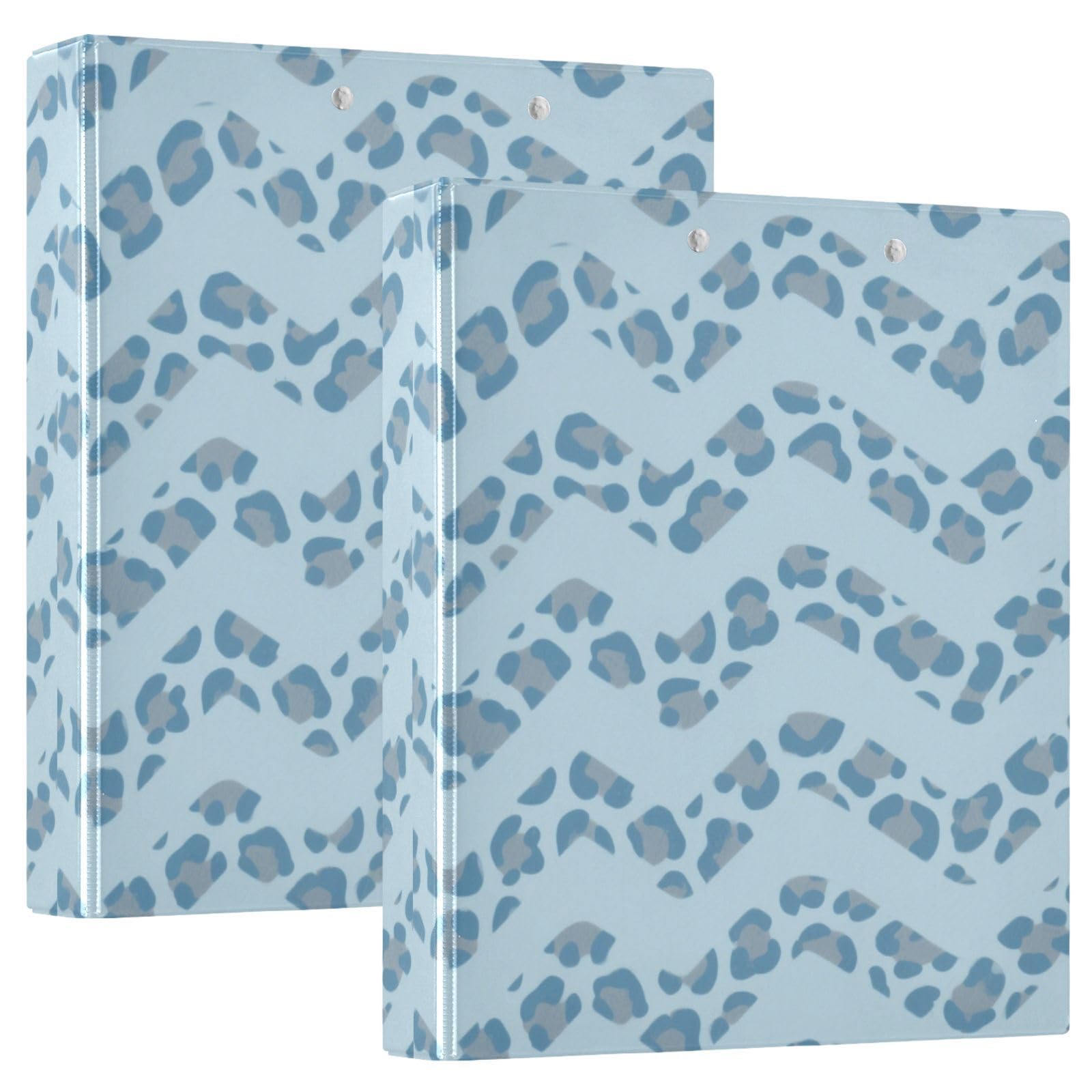 Anelli rotondi, 2 raccoglitori per quaderni da 1 e mezzo pollice con tasche interne, confezione da 1/2, raccoglitori scolastici, 200 fogli, stampa leopardata blu morbida