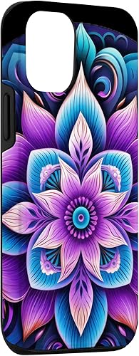 Miniatura 6 de Funda para iPhone 13 Pro Max Linda Flor Mandala Púrpura Floral Azul
