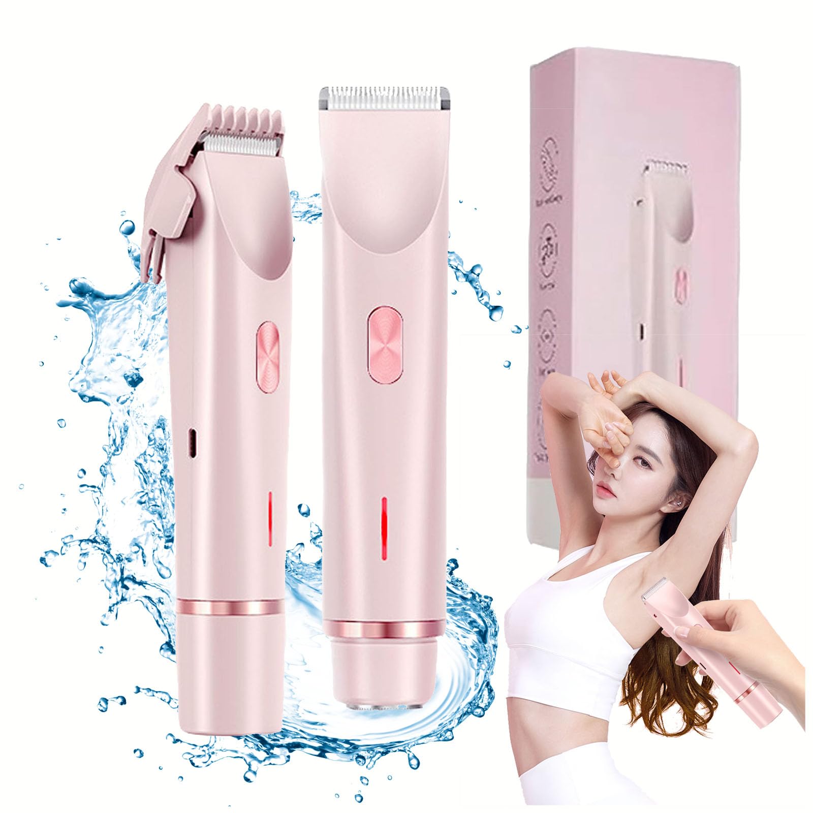 OVNTIKJ Glow Aura Shaver,Dual Head Shaver Women,Glowshave - Electric 2 In 1 Lady Razor,Electric Hair Trimmer For Women Dual Head Shaver,Waterproof Electric Bikini Trimmer,Glowshave Hair Remover (1pc)