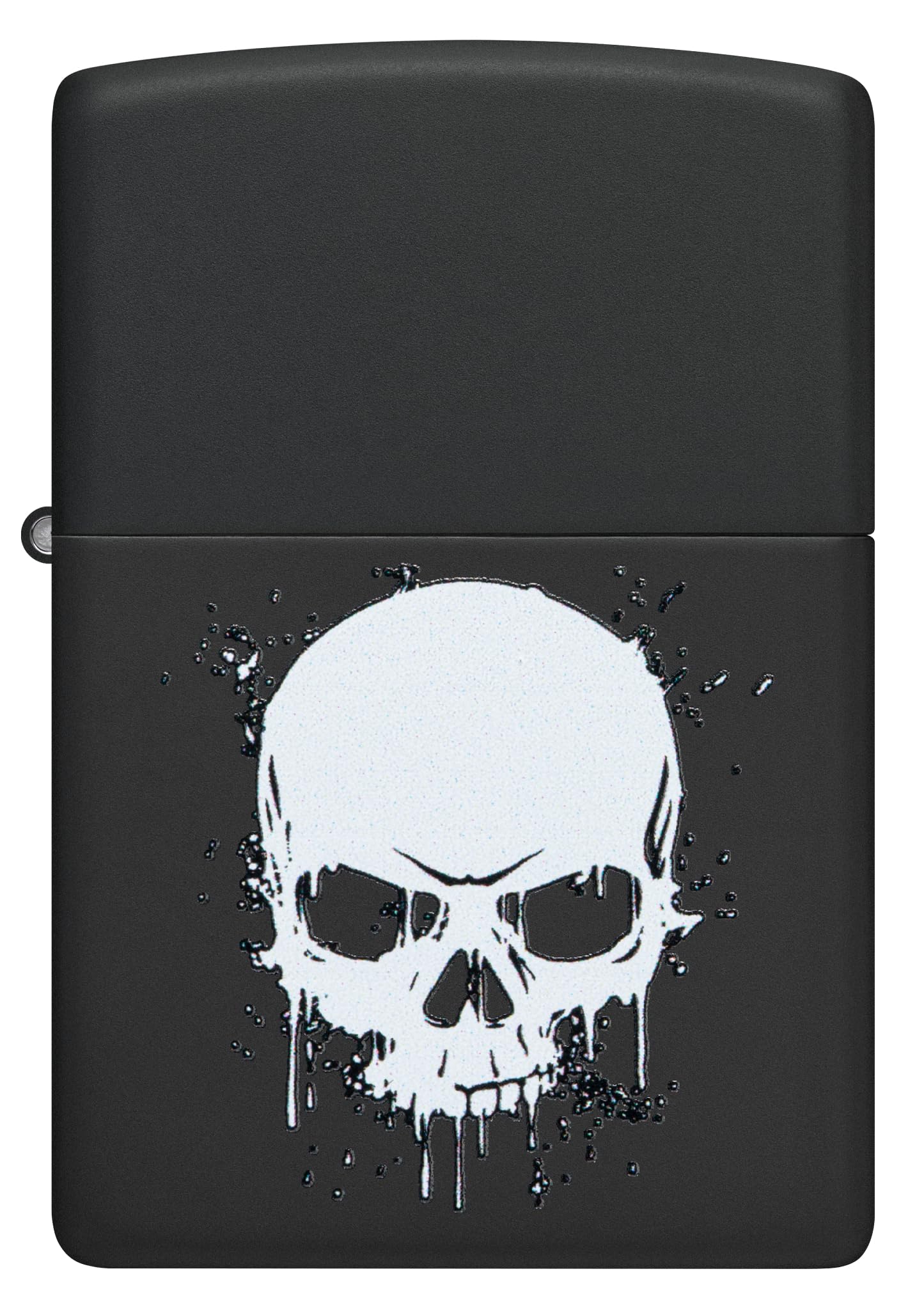 Zippo Accendino antivento a goccia con teschio, stampa colorata, ricaricabile, design antivento, confezione regalo, prodotto negli Stati Uniti, colore nero opaco (nero opaco)