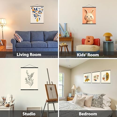 Miniatura 5 de HONKKI Marco Magnético para Colgar Pósteres para 50x70 50x32 50x40 Pósteres de Películas y Música Arte de Pared, Marcos de Fotos de Madera Negra