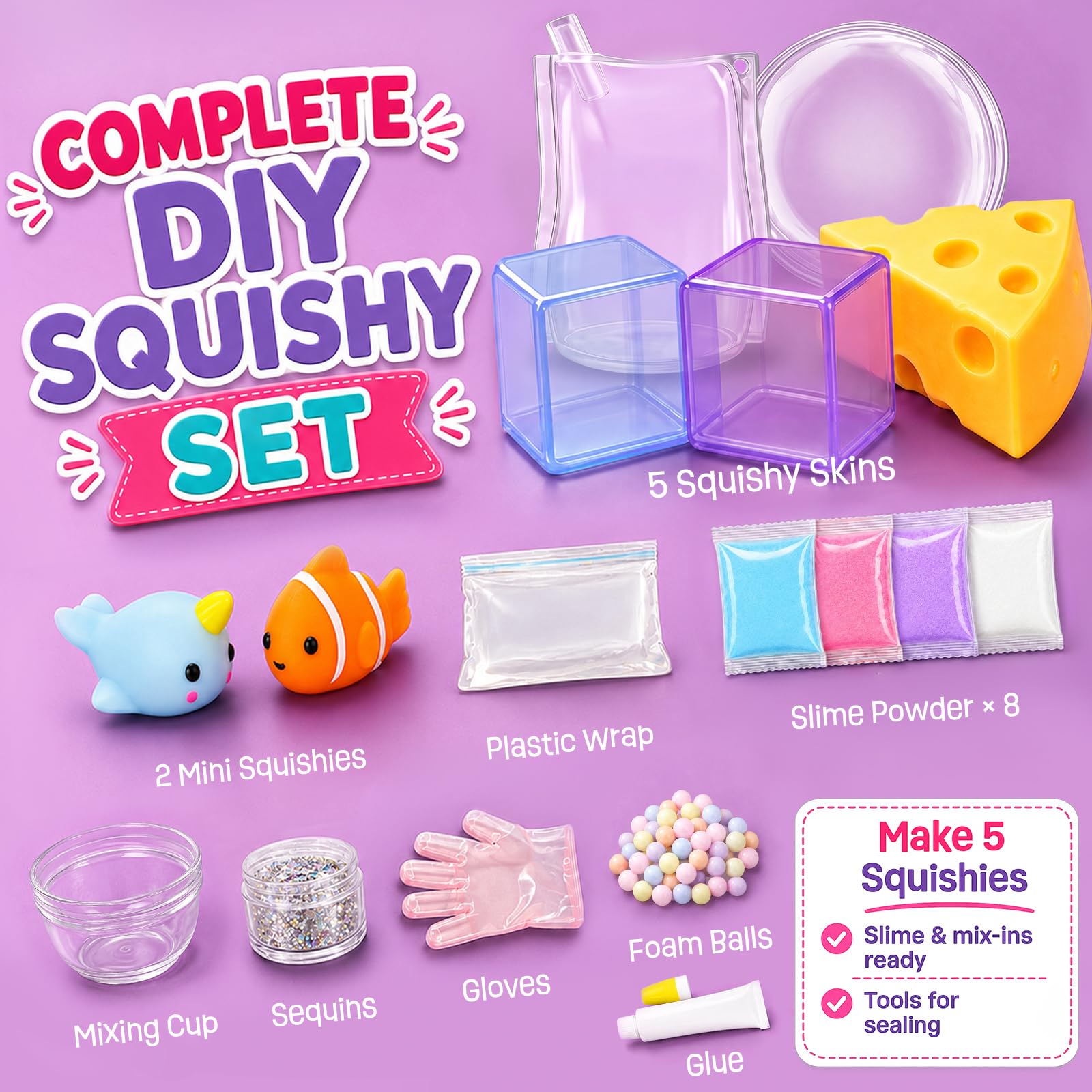 MOREDOTS Kit de fabricación esponjosa, haz 5 juguetes esponjosos, artes y